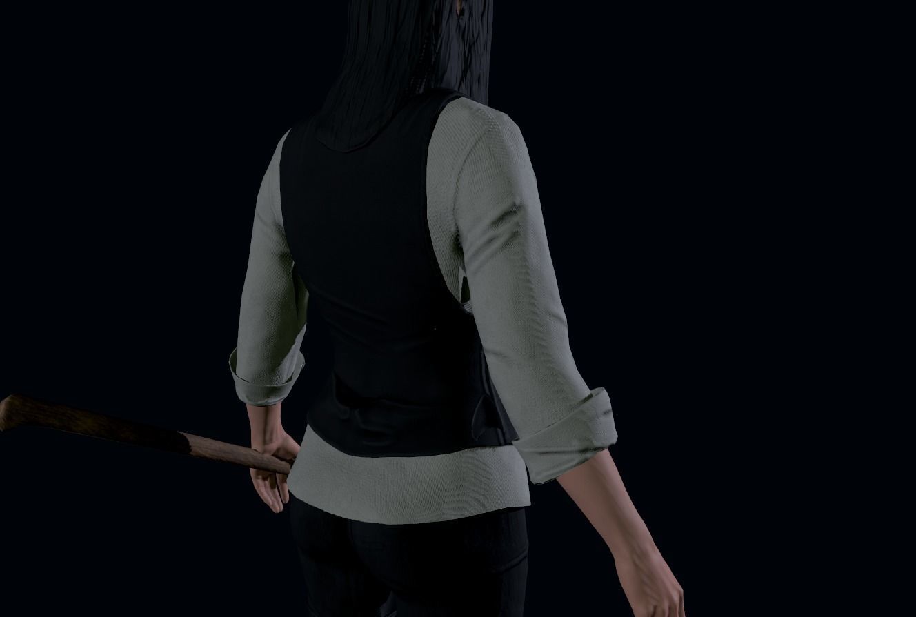 Vampire hunter Girl Low-poly 3D model_13