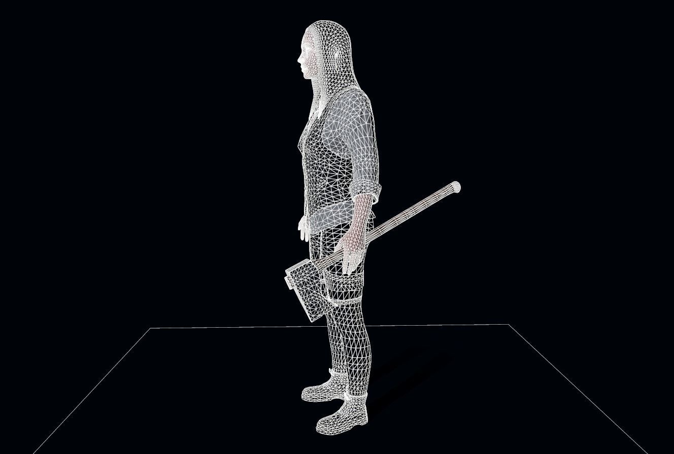 Vampire hunter Girl Low-poly 3D model_11