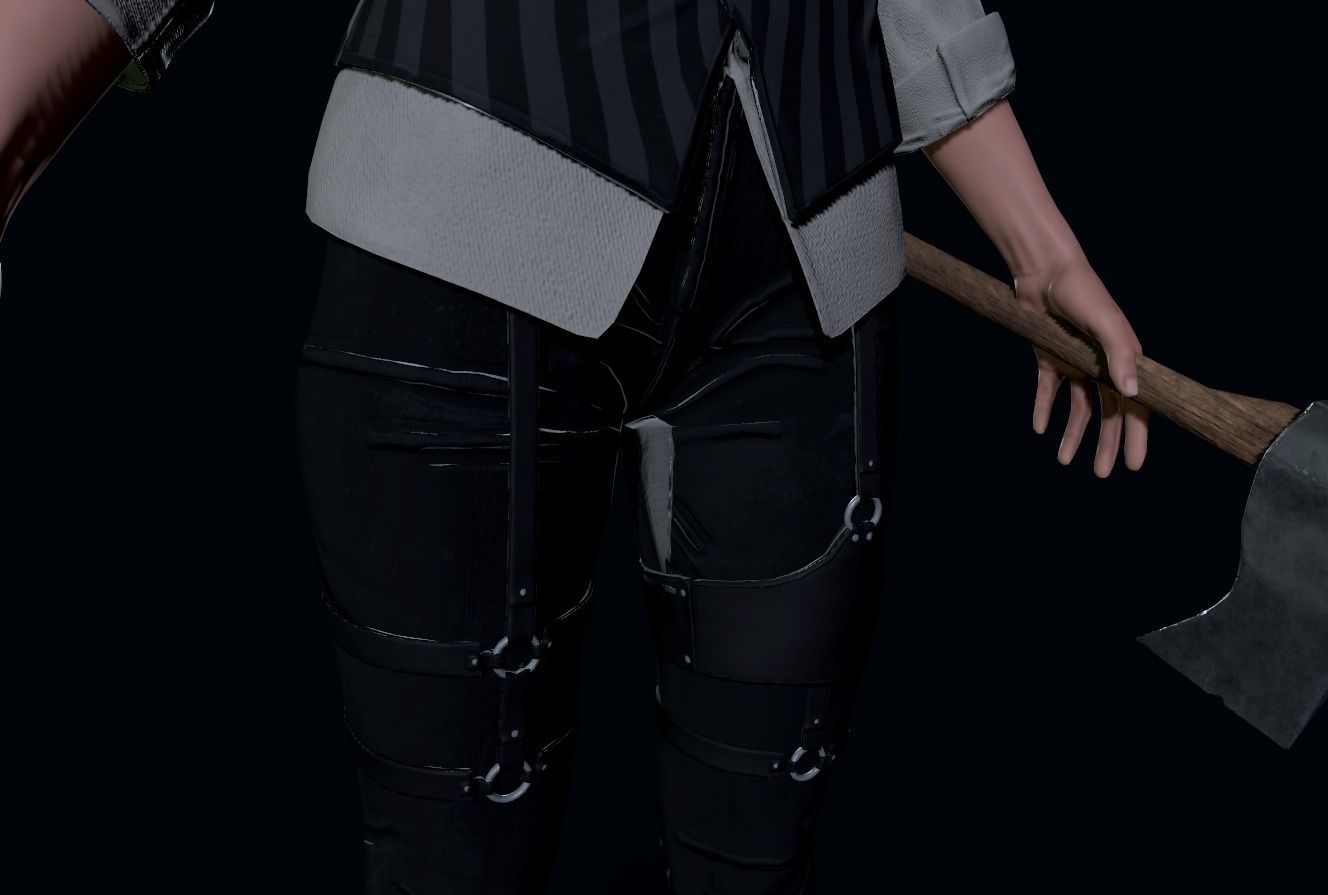 Vampire hunter Girl Low-poly 3D model_15