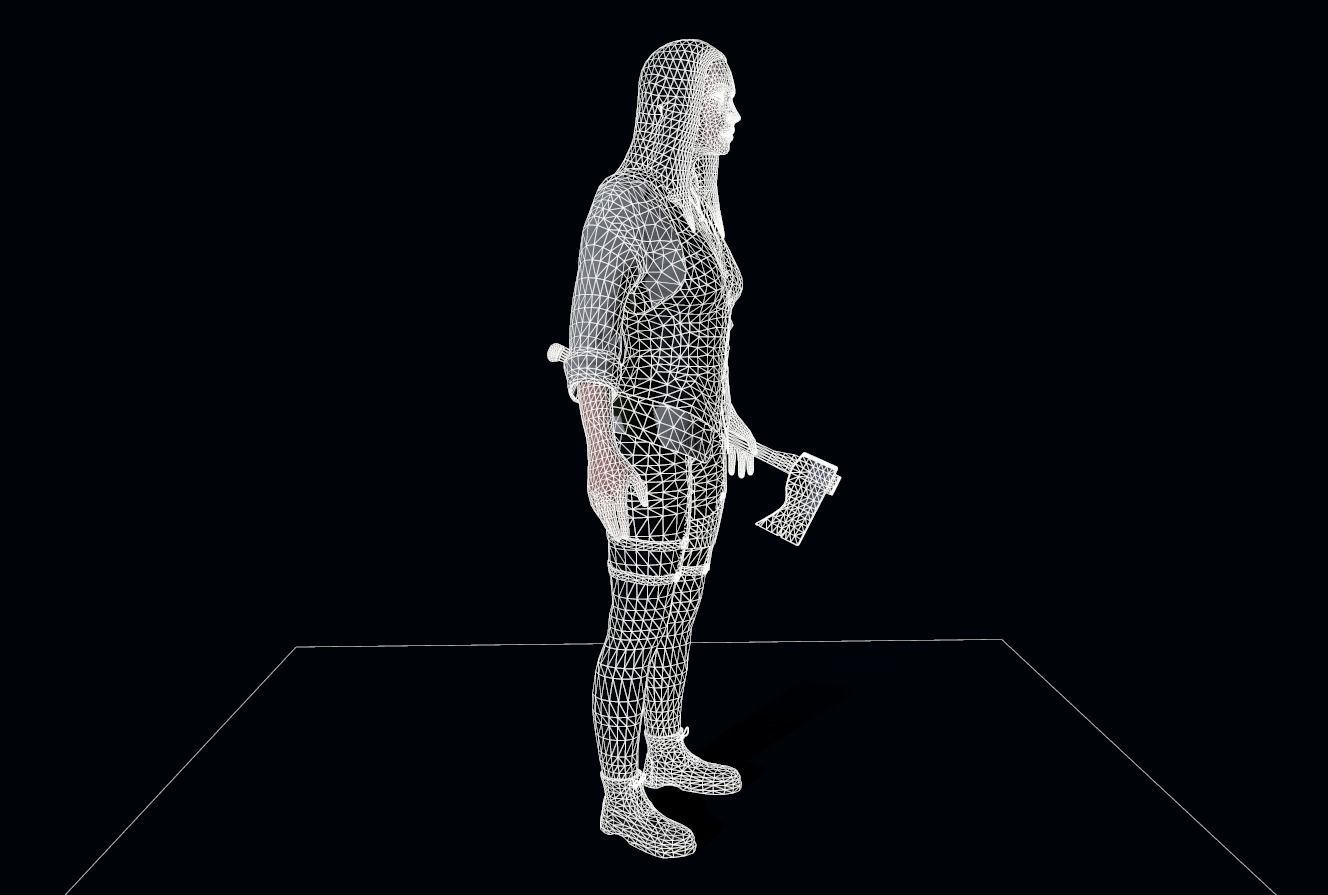 Vampire hunter Girl Low-poly 3D model_9