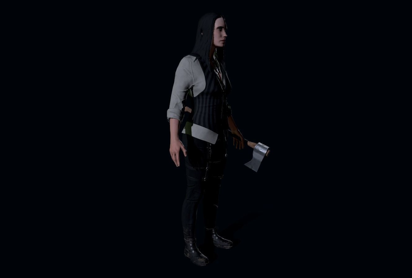 Vampire hunter Girl Low-poly 3D model_4