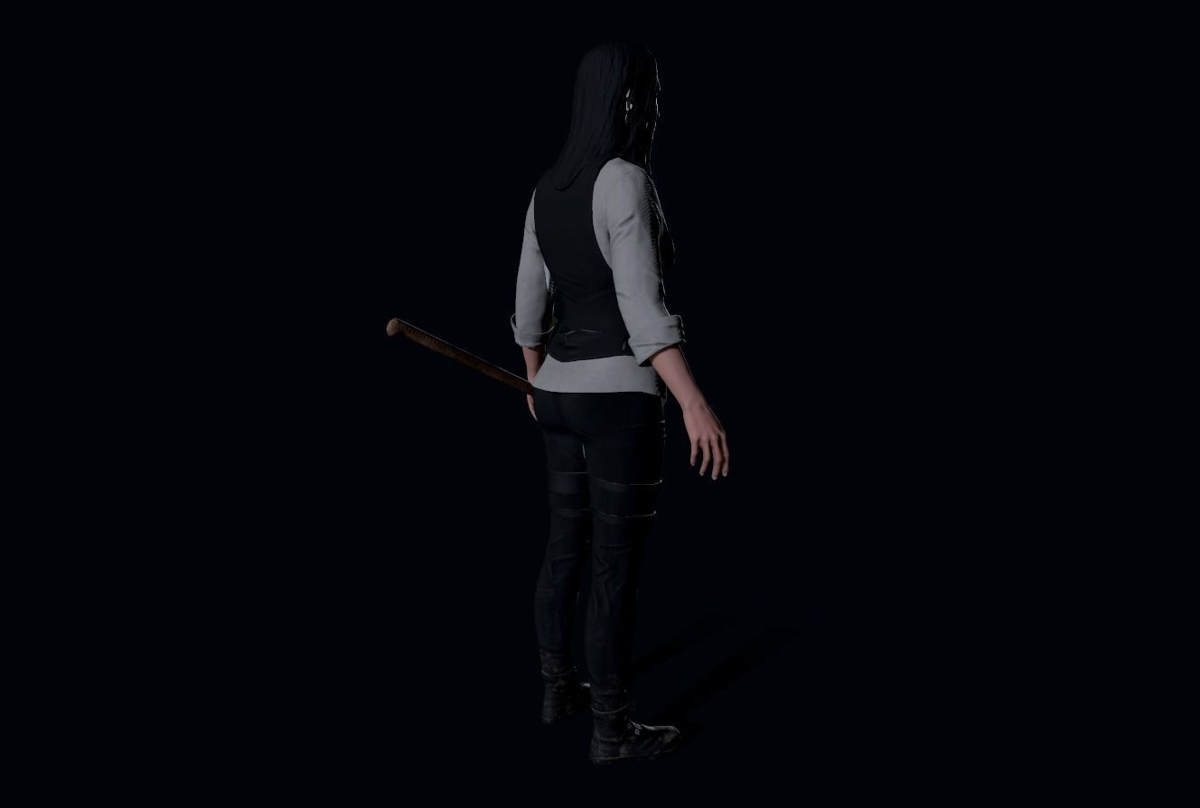 Vampire hunter Girl Low-poly 3D model_5