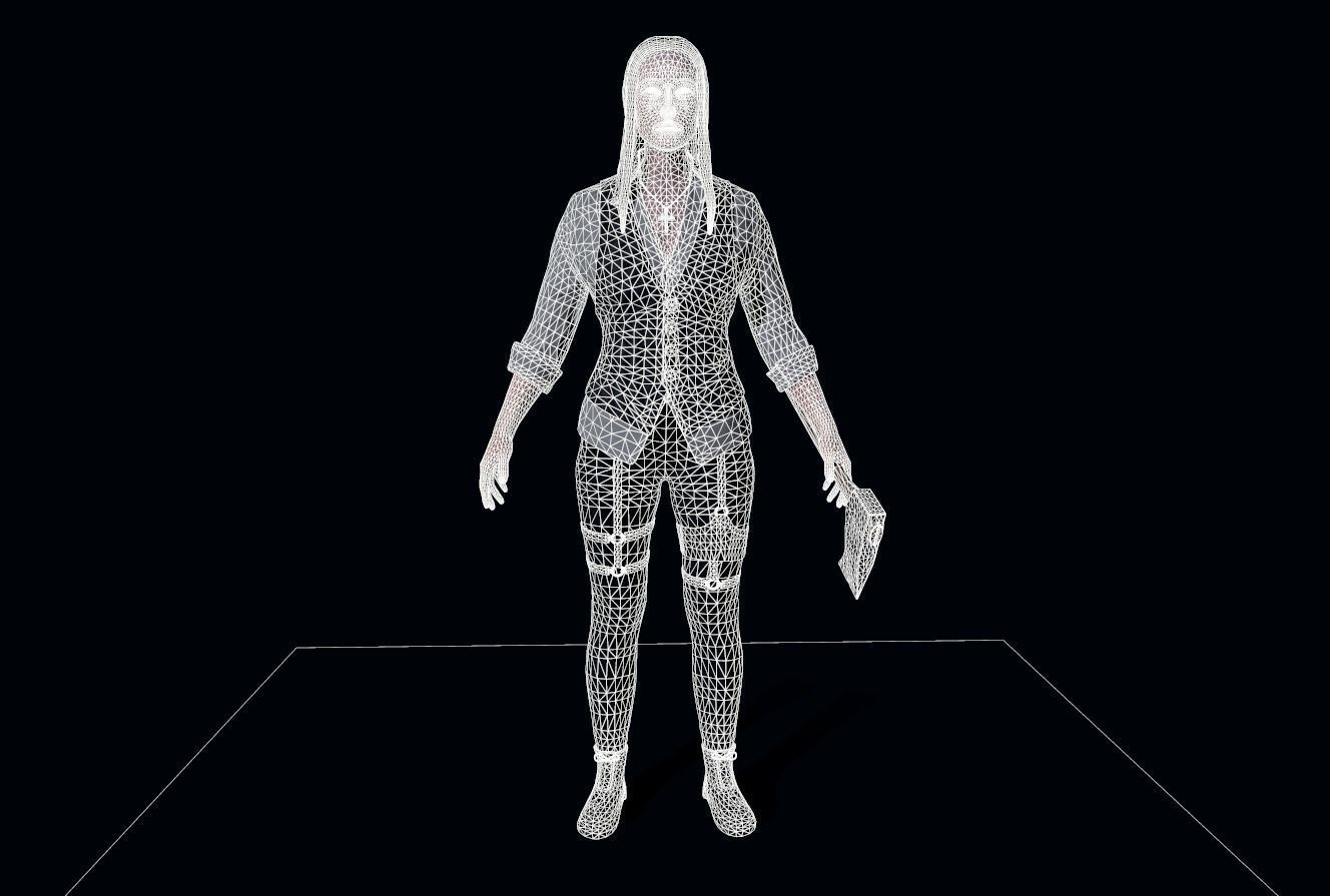 Vampire hunter Girl Low-poly 3D model_8