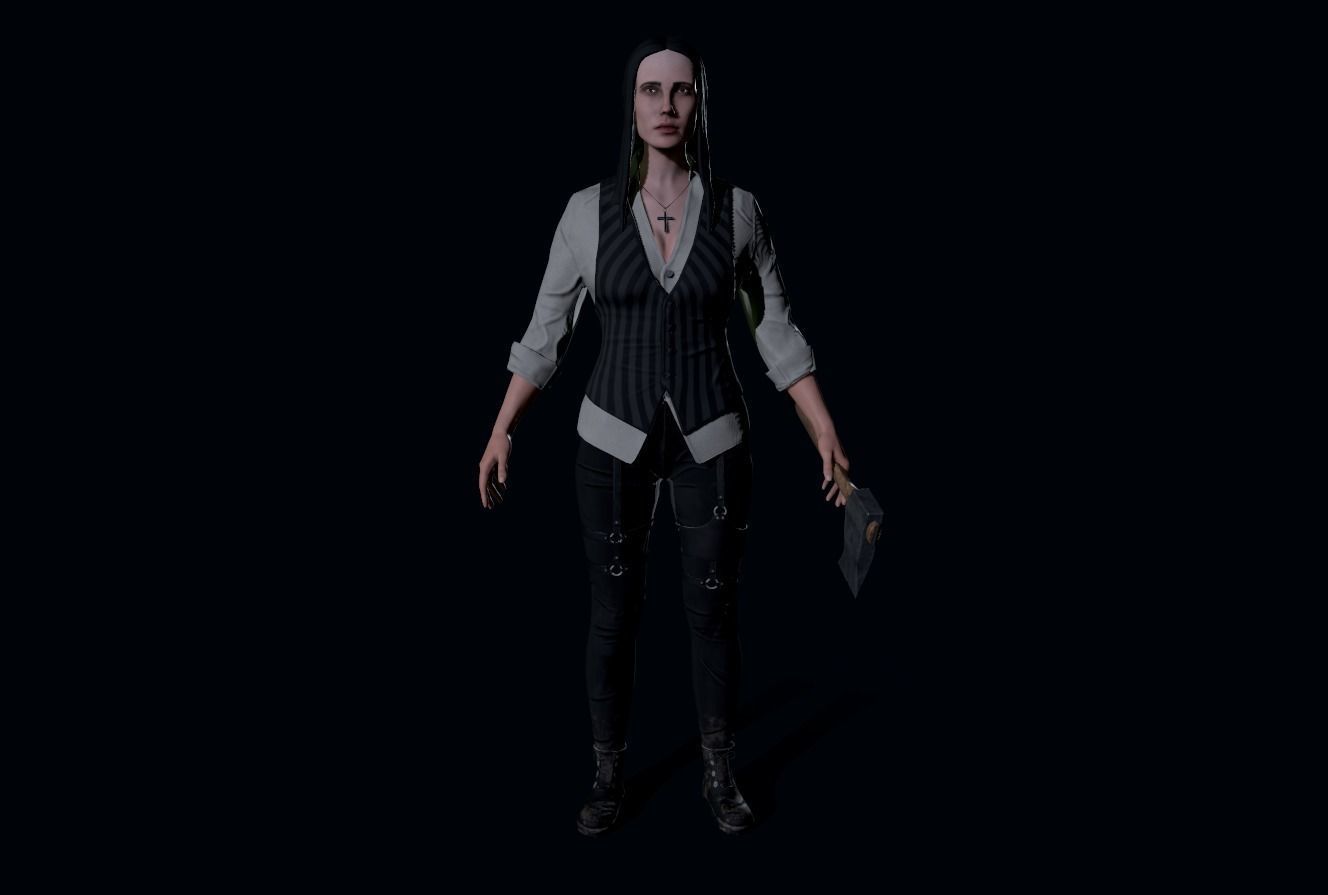Vampire hunter Girl Low-poly 3D model_3