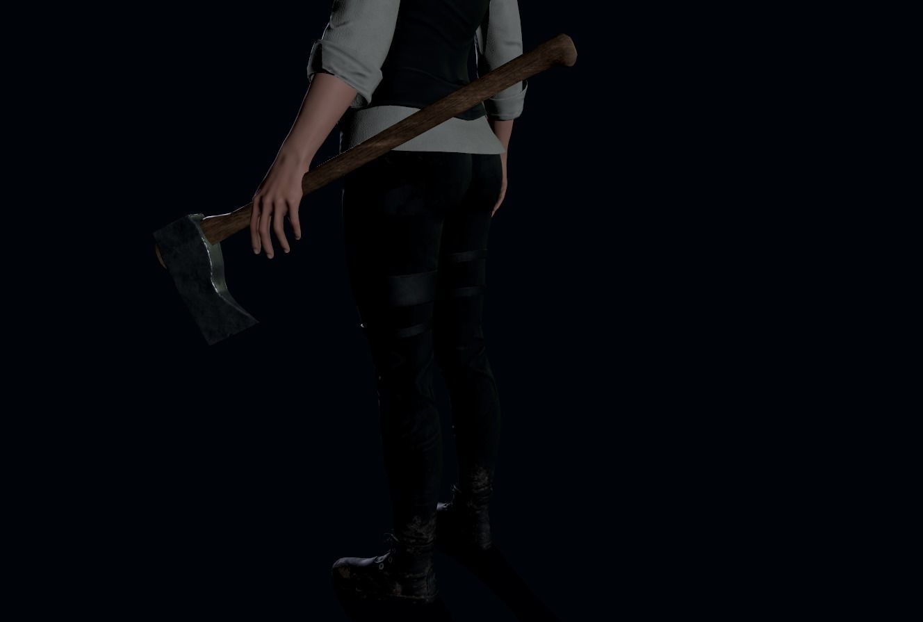 Vampire hunter Girl Low-poly 3D model_14