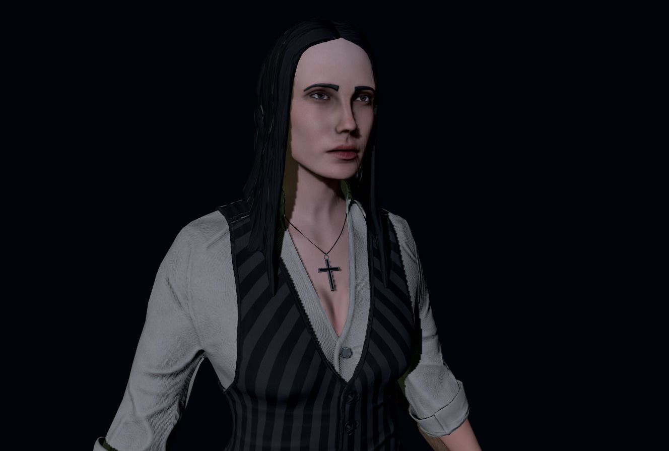 Vampire hunter Girl Low-poly 3D model_12