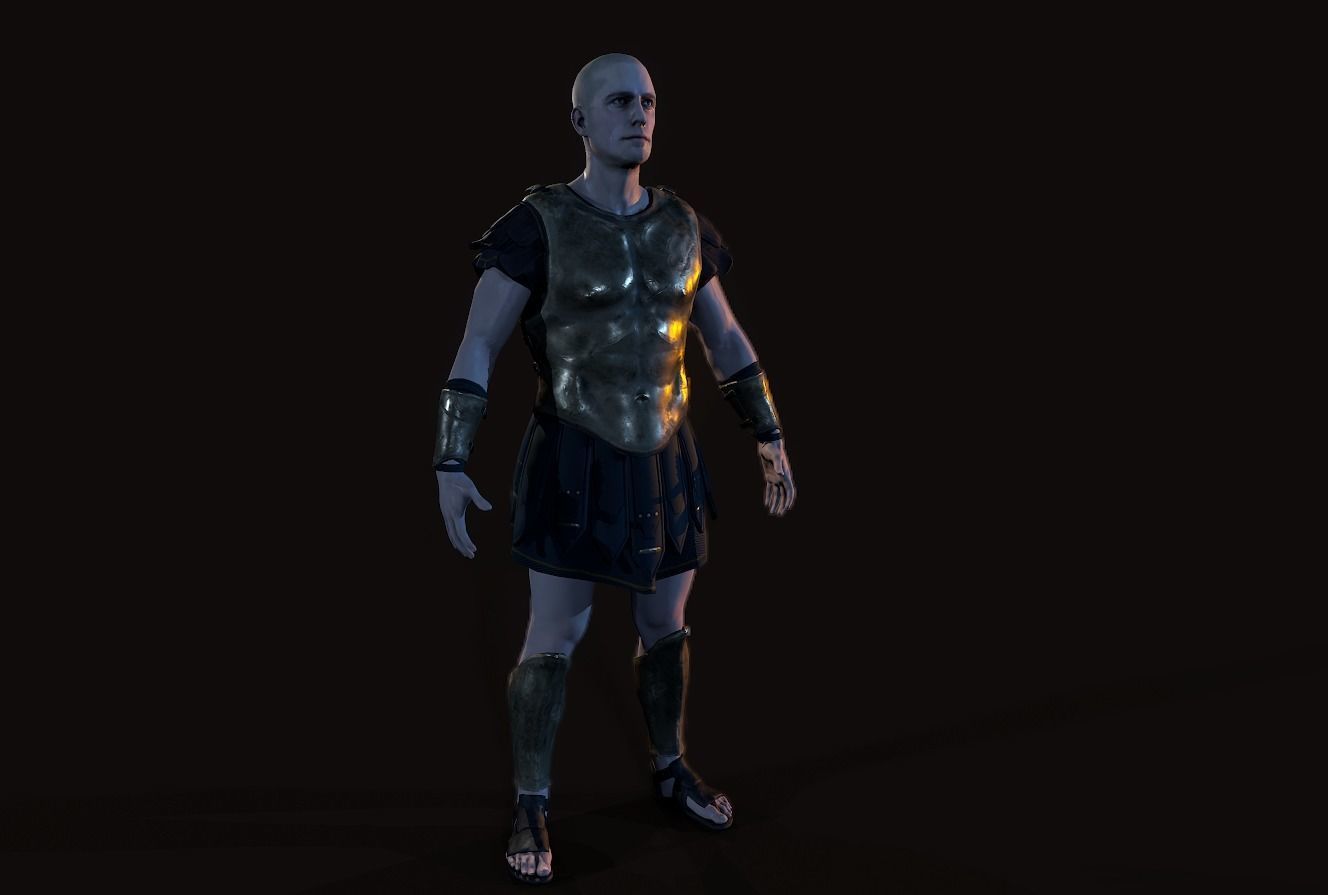 Greek hoplite Low-poly 3D model_7