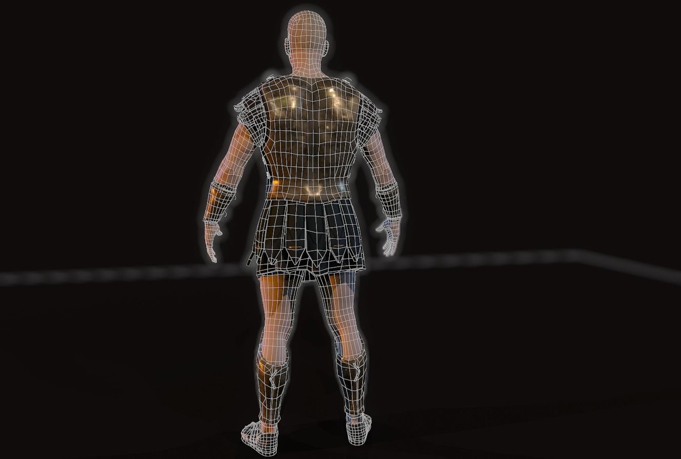 Greek hoplite Low-poly 3D model_11