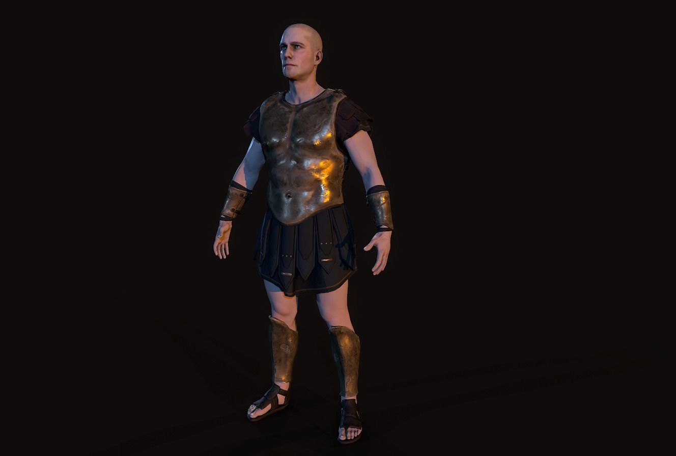 Greek hoplite Low-poly 3D model_3