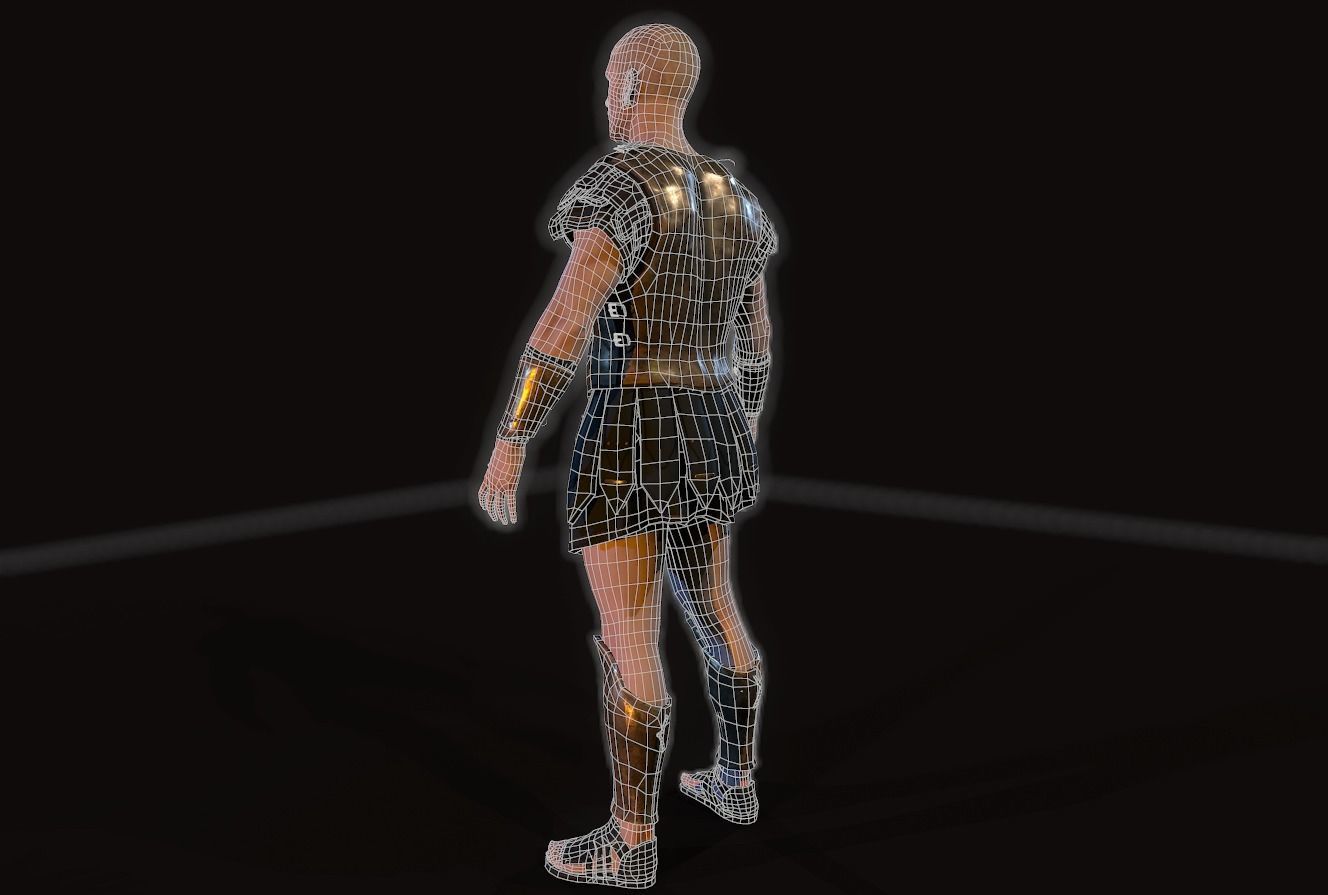 Greek hoplite Low-poly 3D model_10