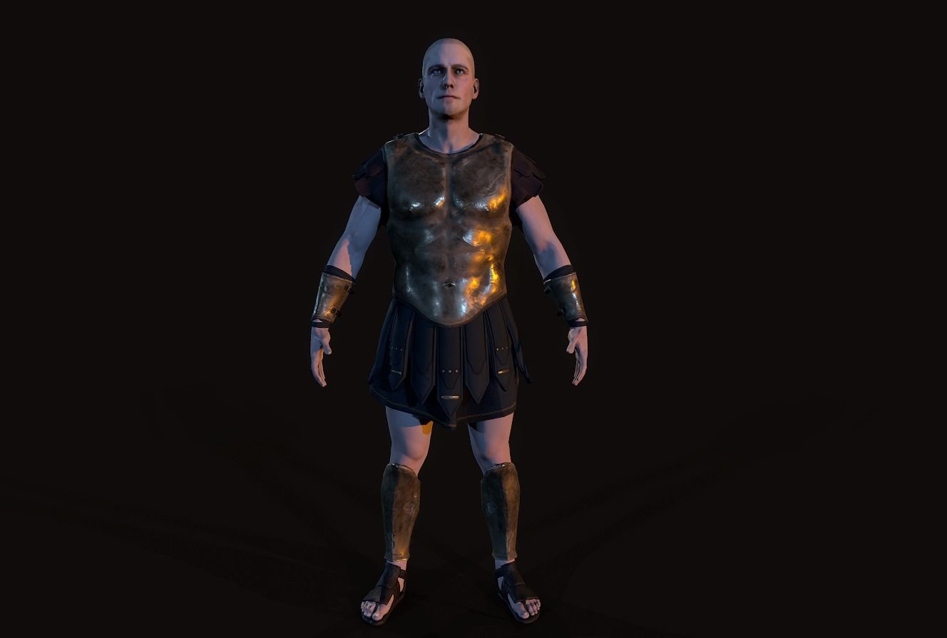 Greek hoplite Low-poly 3D model_2