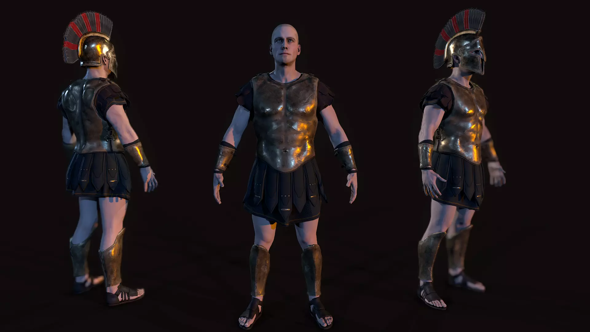 Greek hoplite Low-poly 3D model_0