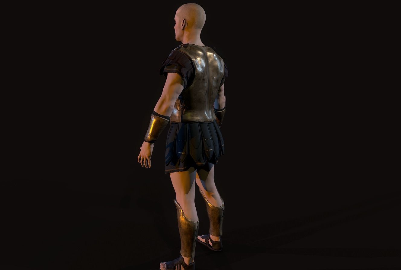 Greek hoplite Low-poly 3D model_4