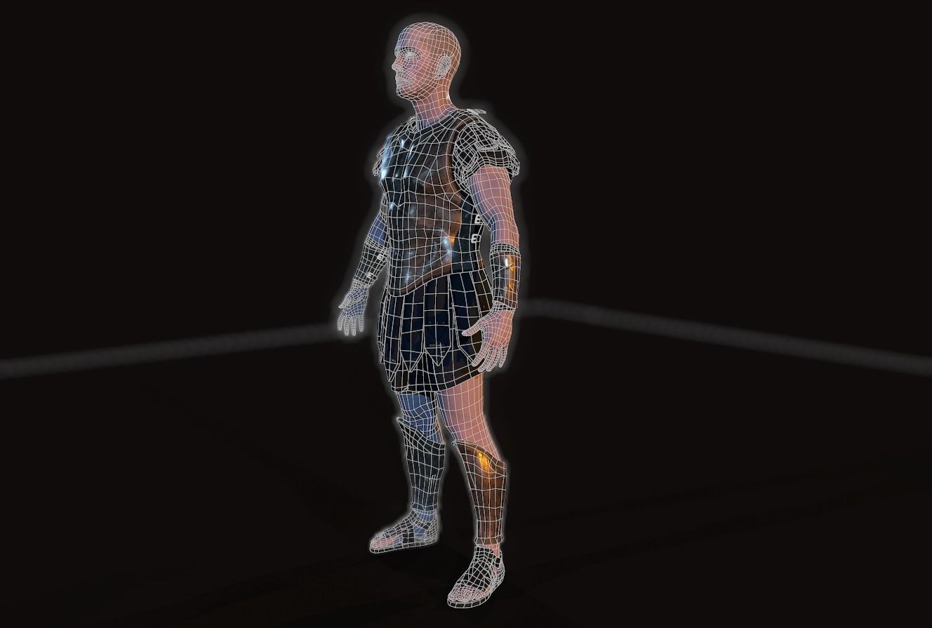 Greek hoplite Low-poly 3D model_9