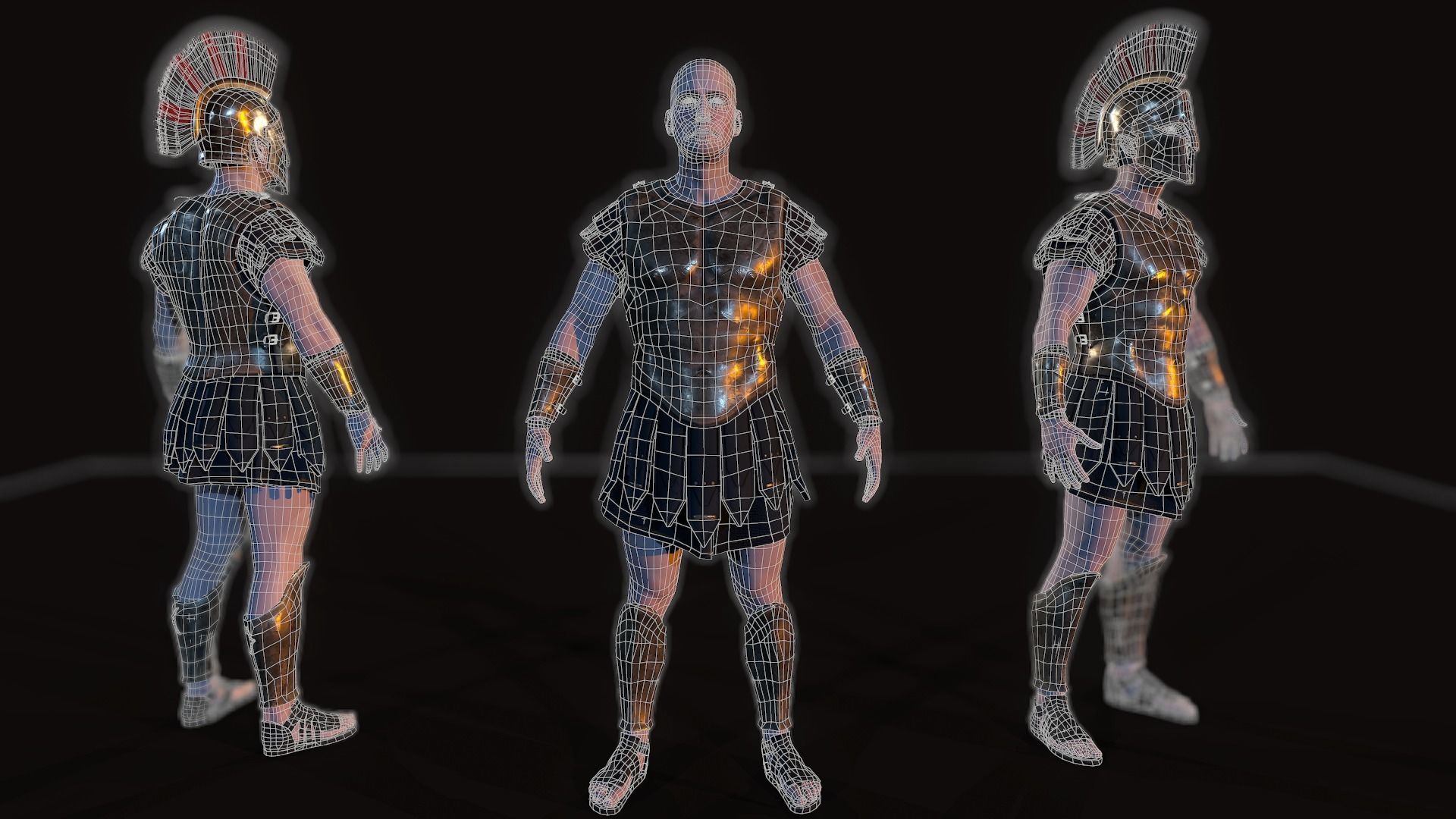 Greek hoplite Low-poly 3D model_1