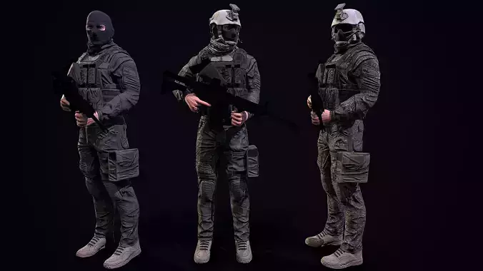 US soldier Low-poly 3D model