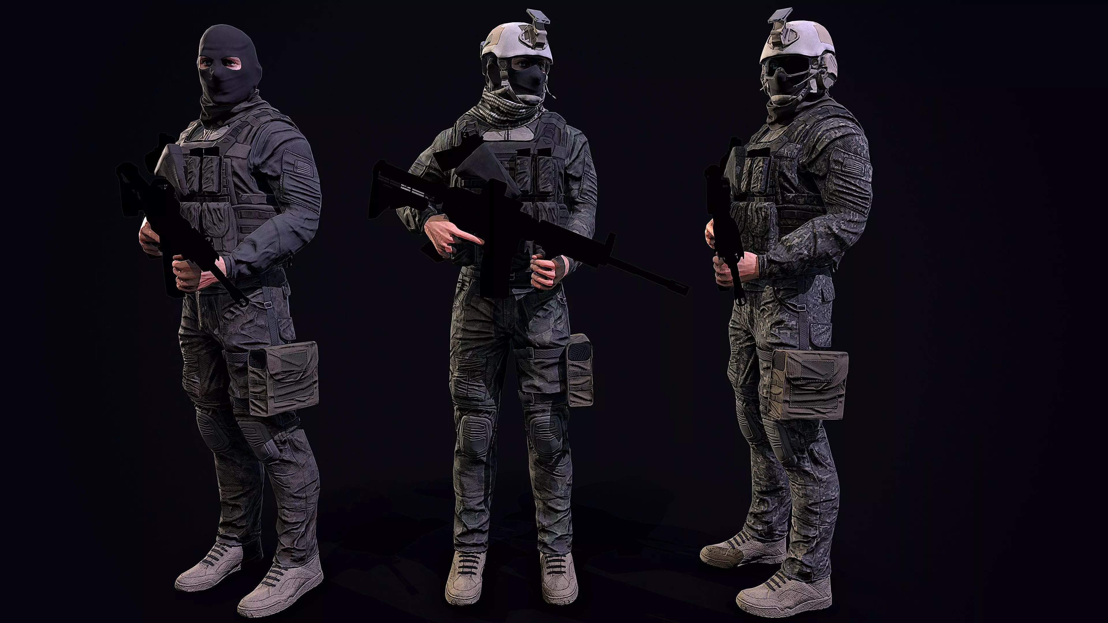 US soldier Low-poly 3D model_0