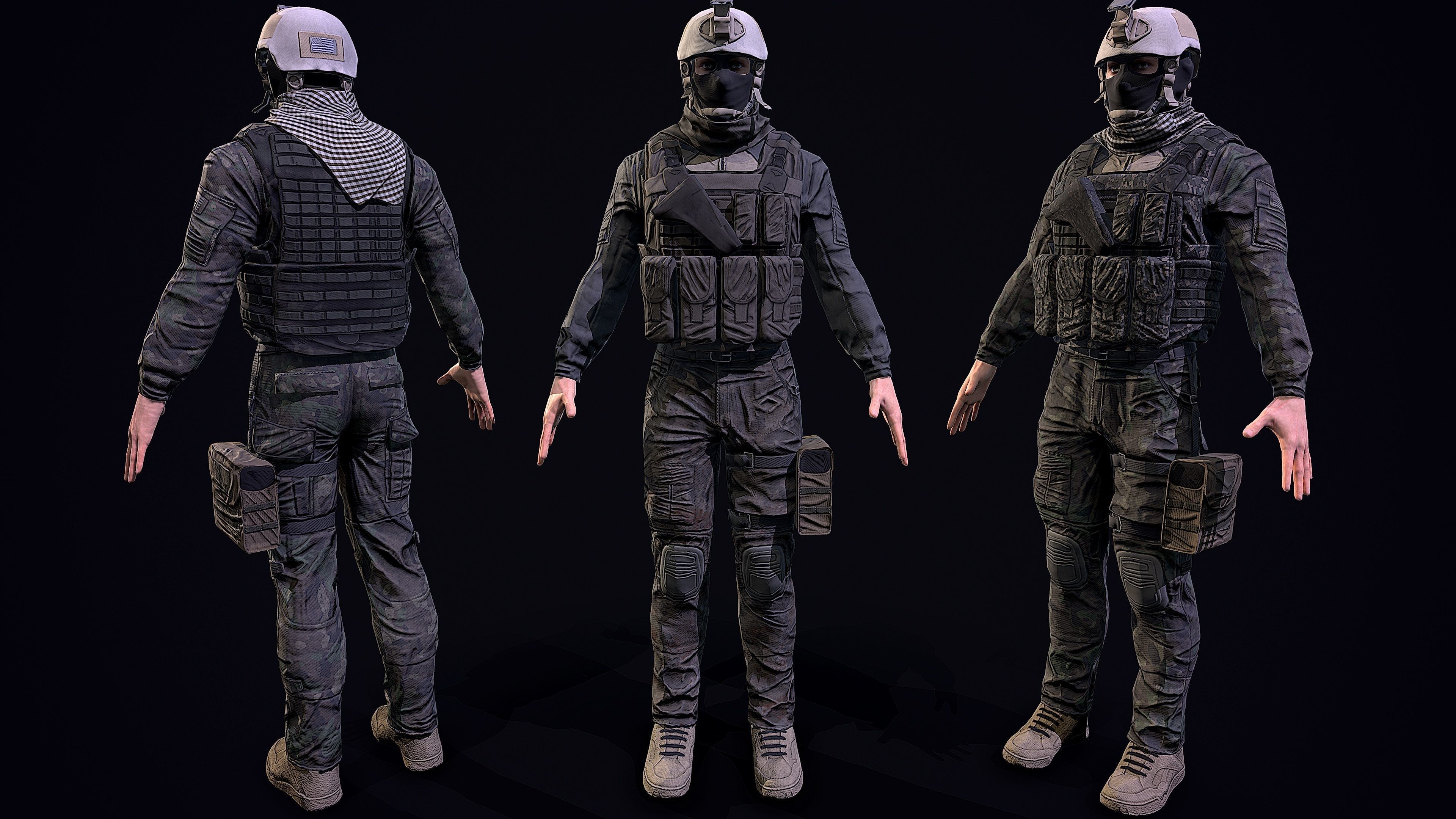 US soldier Low-poly 3D model_8