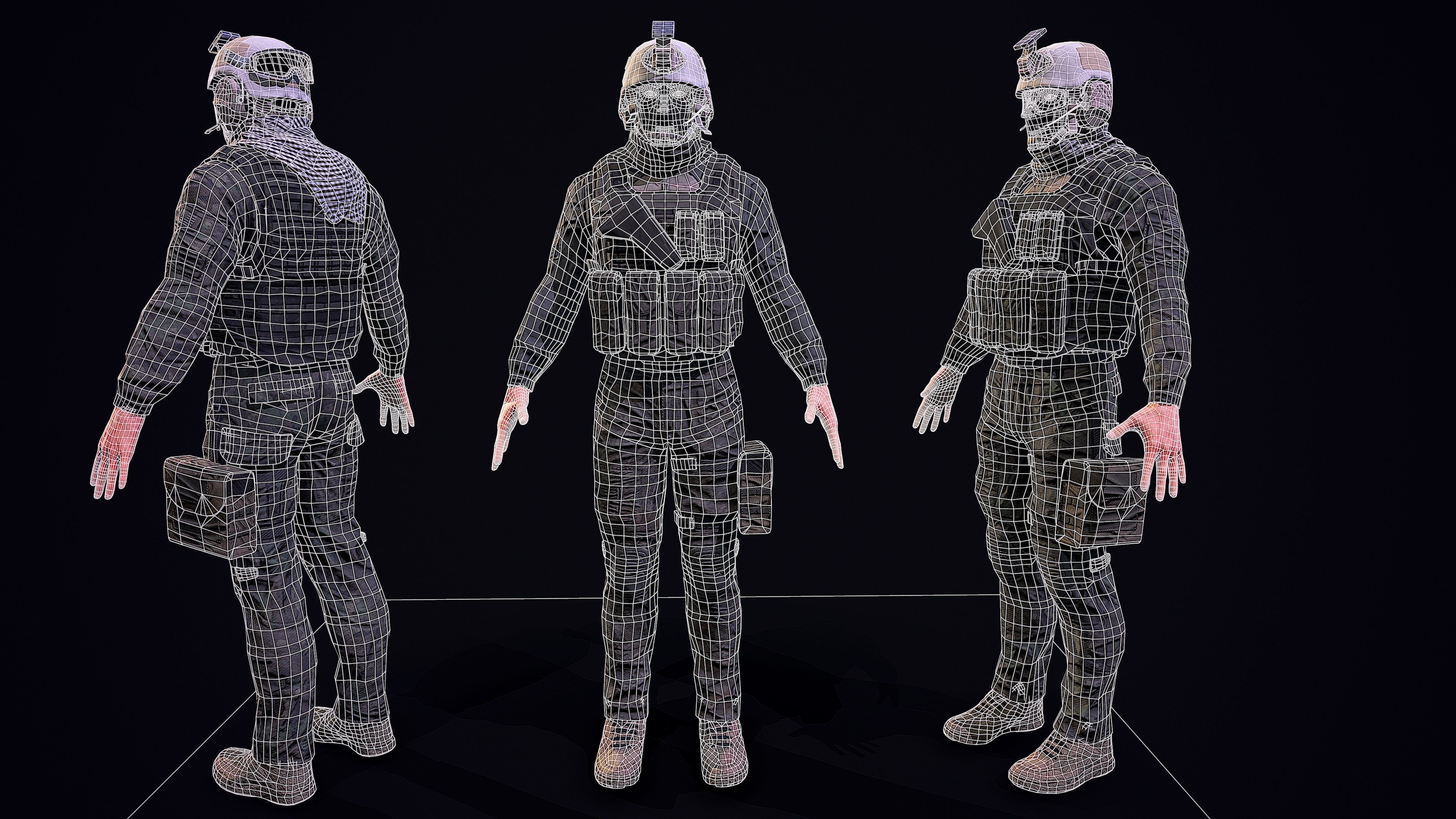 US soldier Low-poly 3D model_3