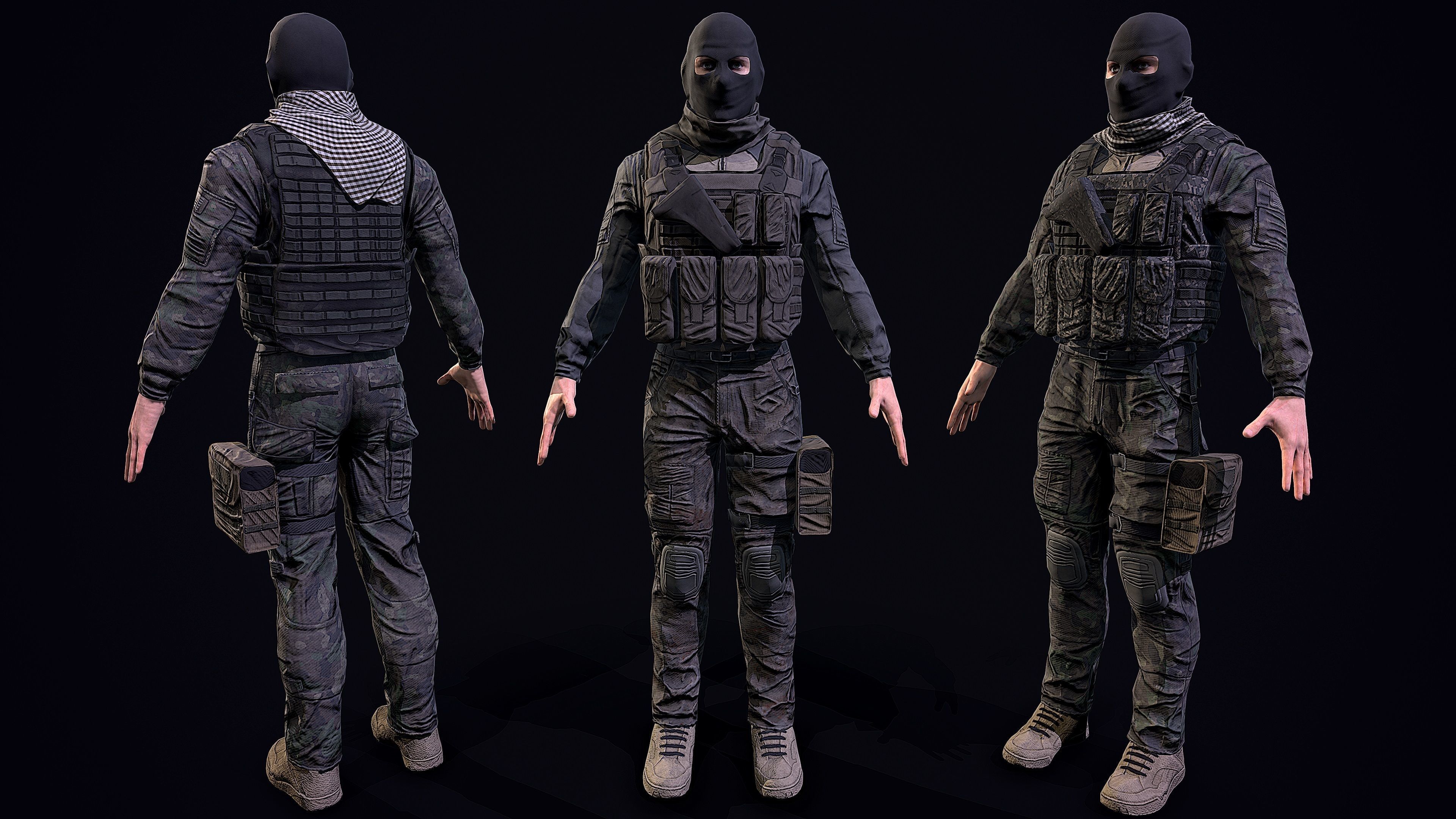 US soldier Low-poly 3D model_7