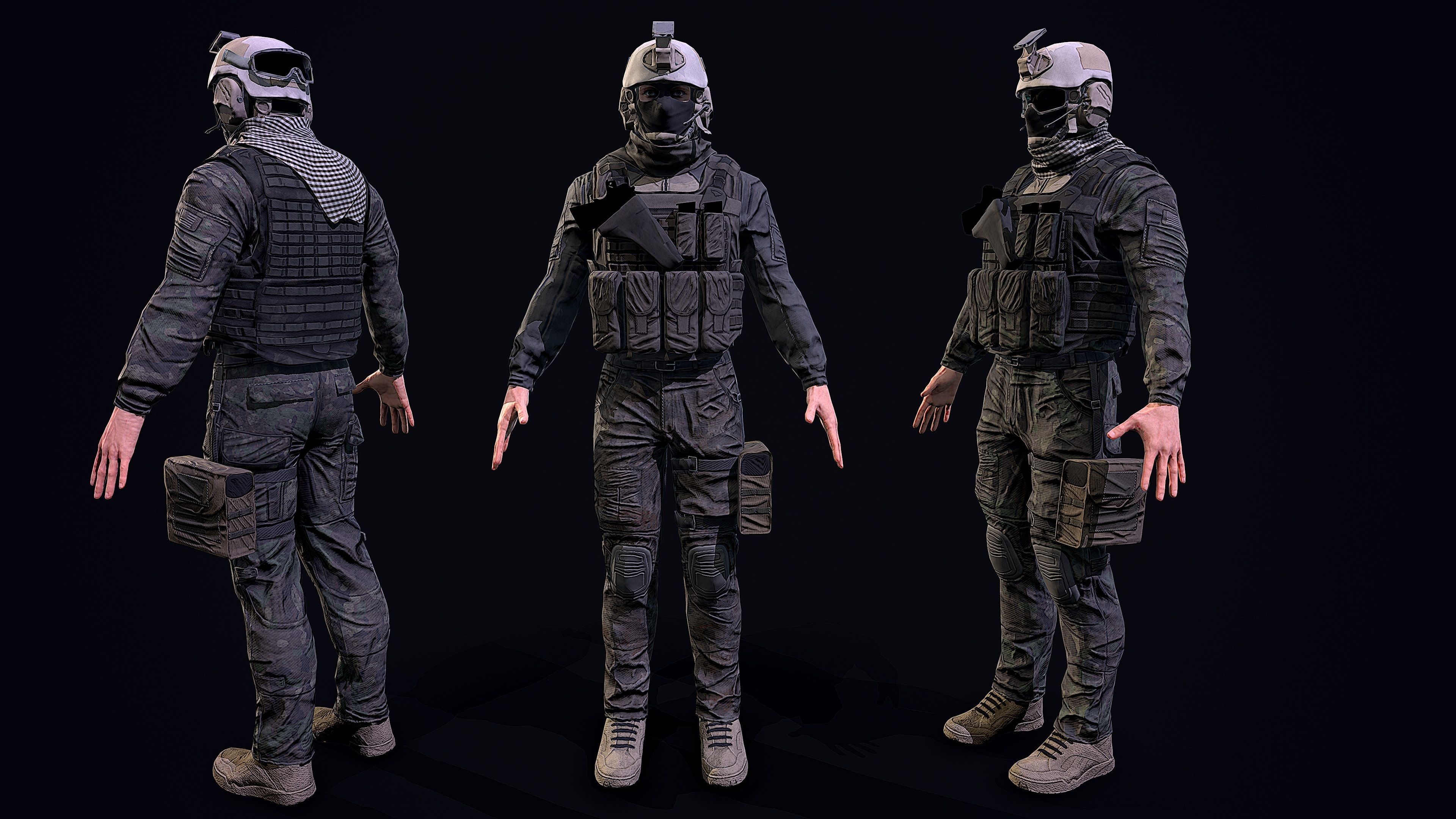 US soldier Low-poly 3D model_2
