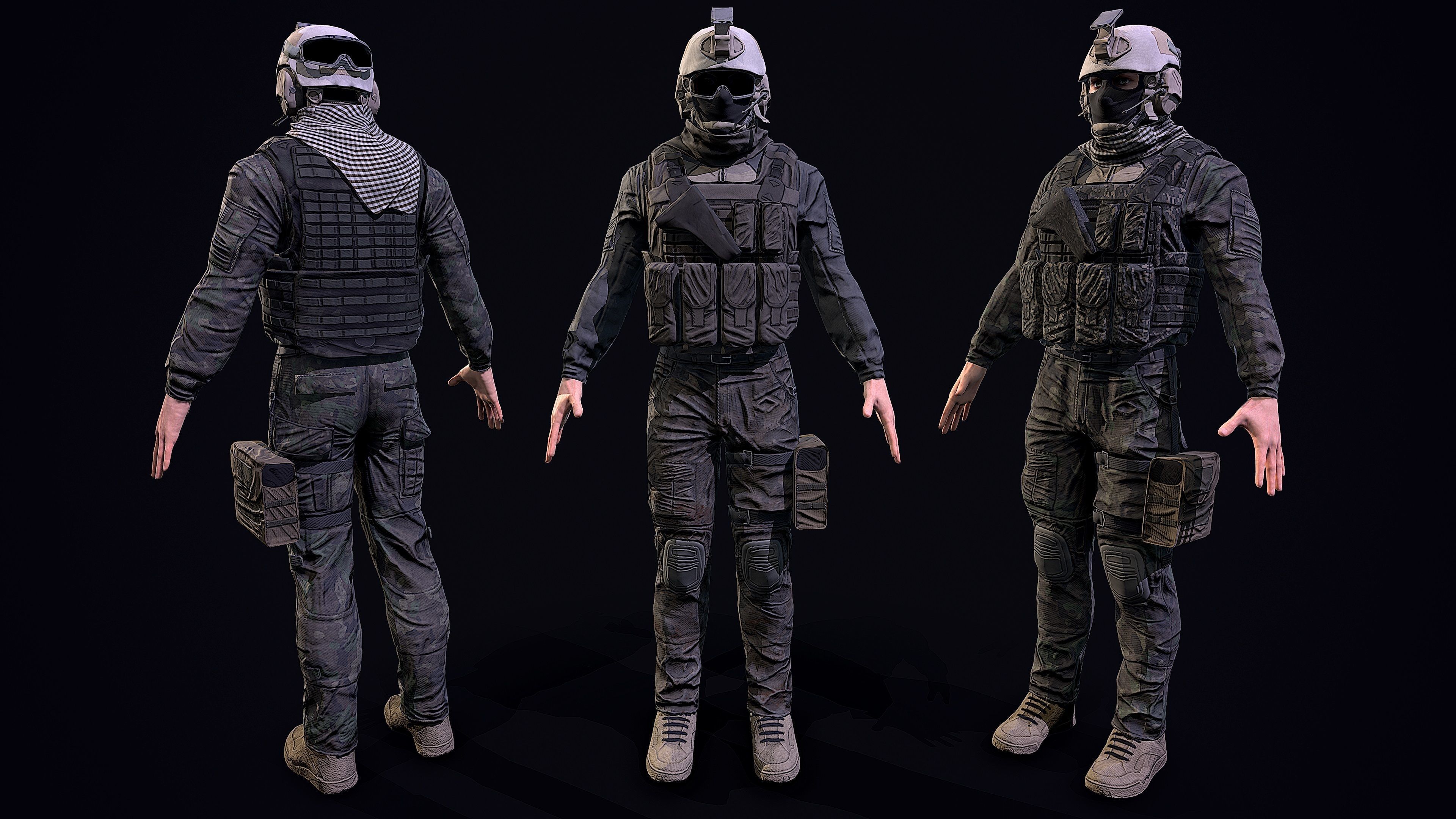US soldier Low-poly 3D model_10
