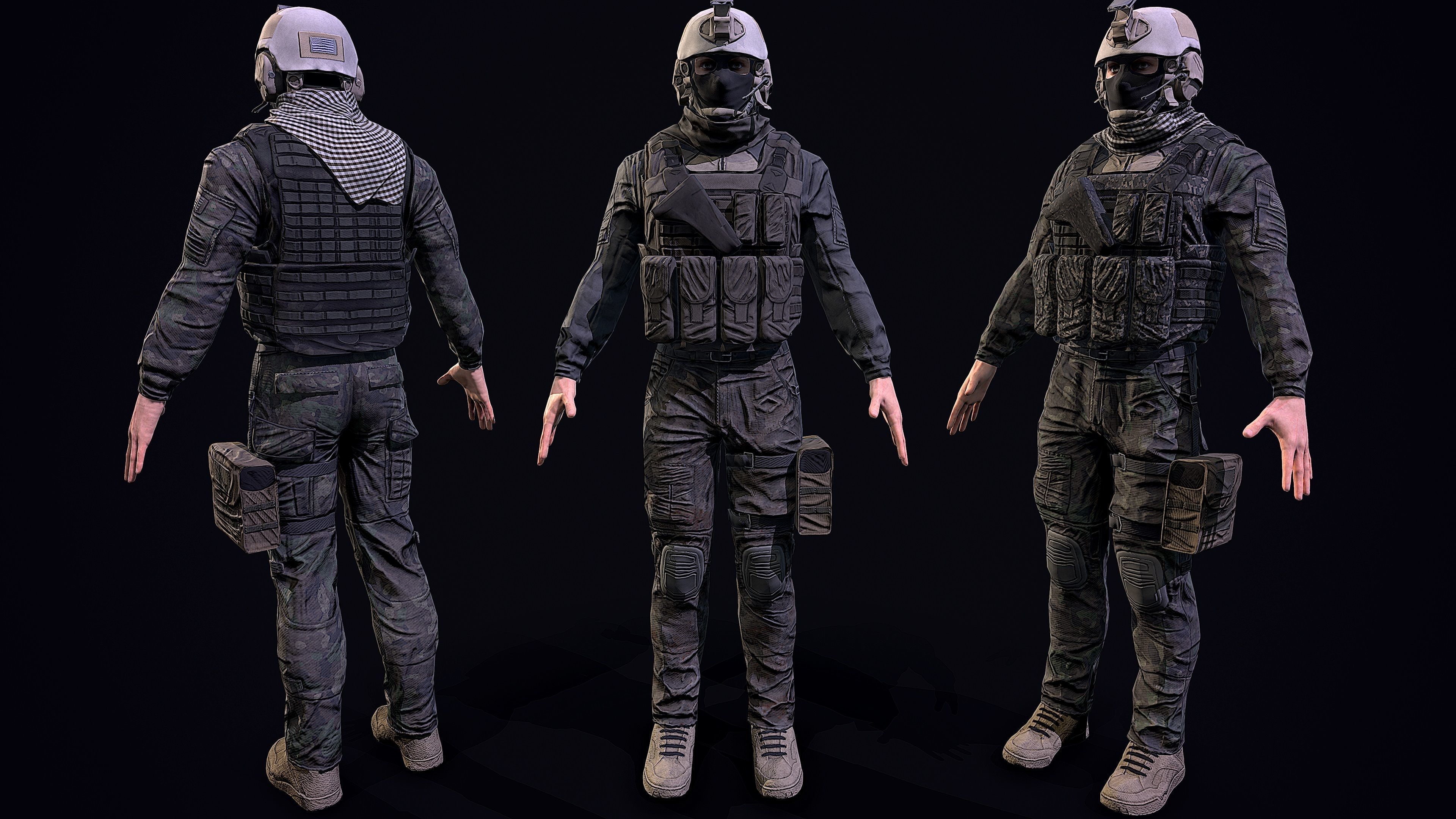 US soldier Low-poly 3D model_9