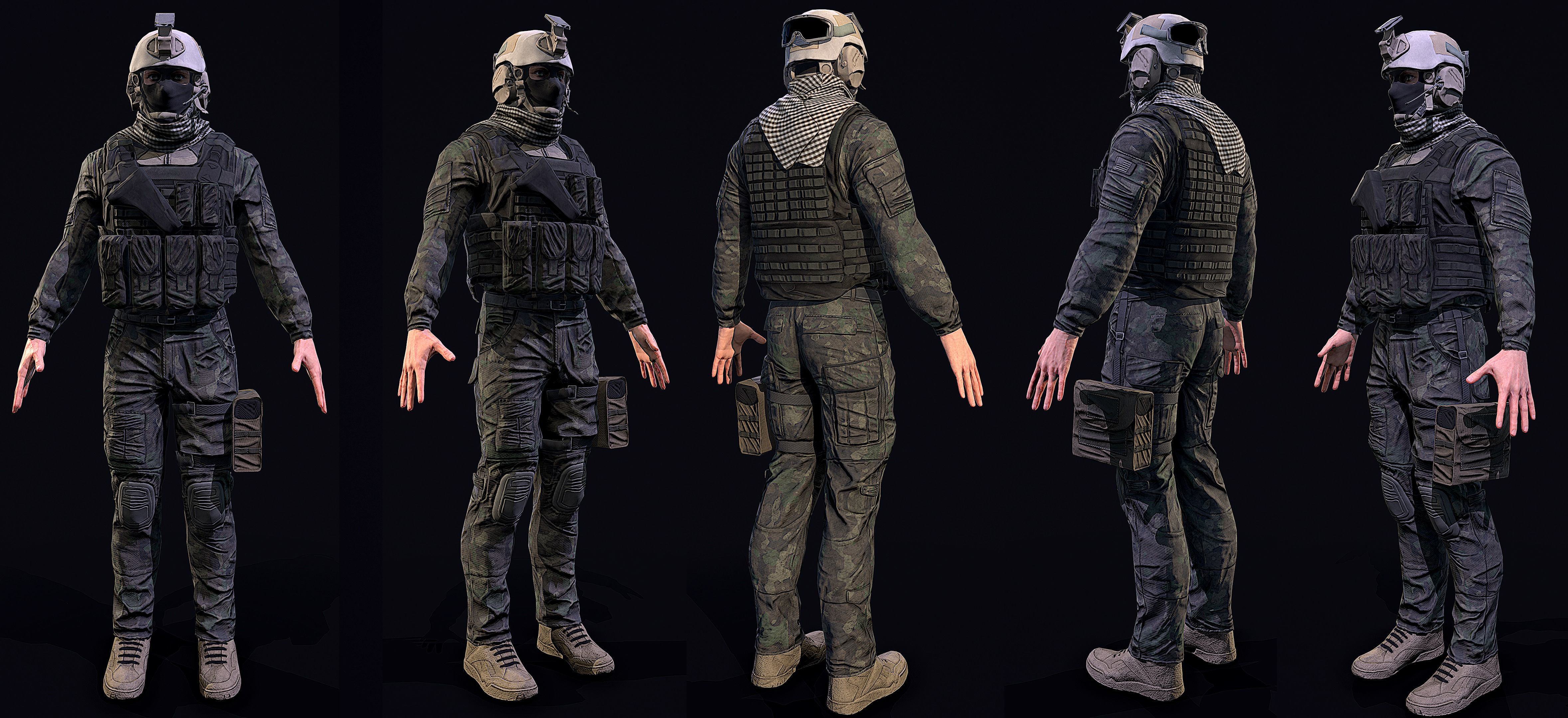 US soldier Low-poly 3D model_4