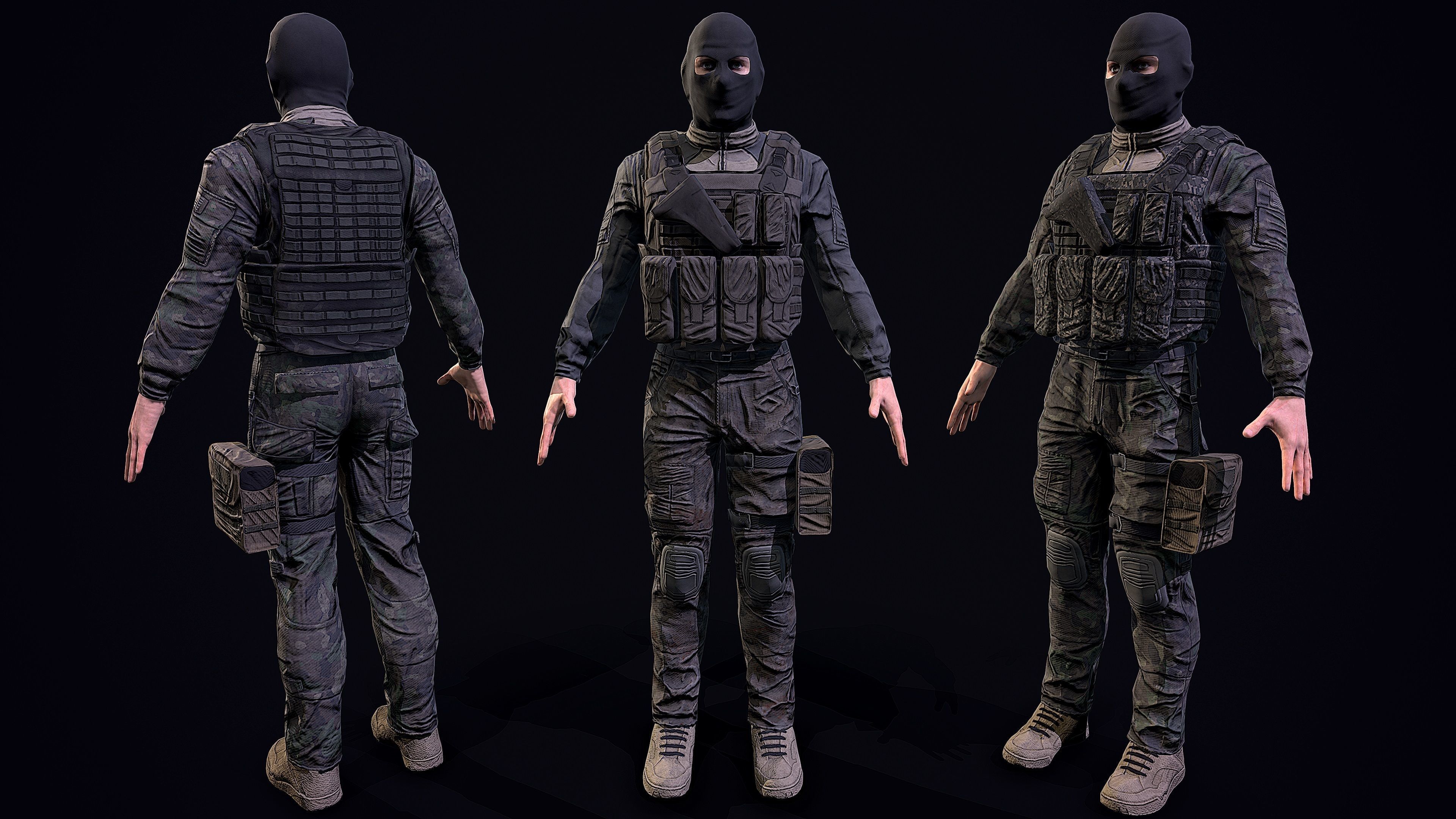 US soldier Low-poly 3D model_6