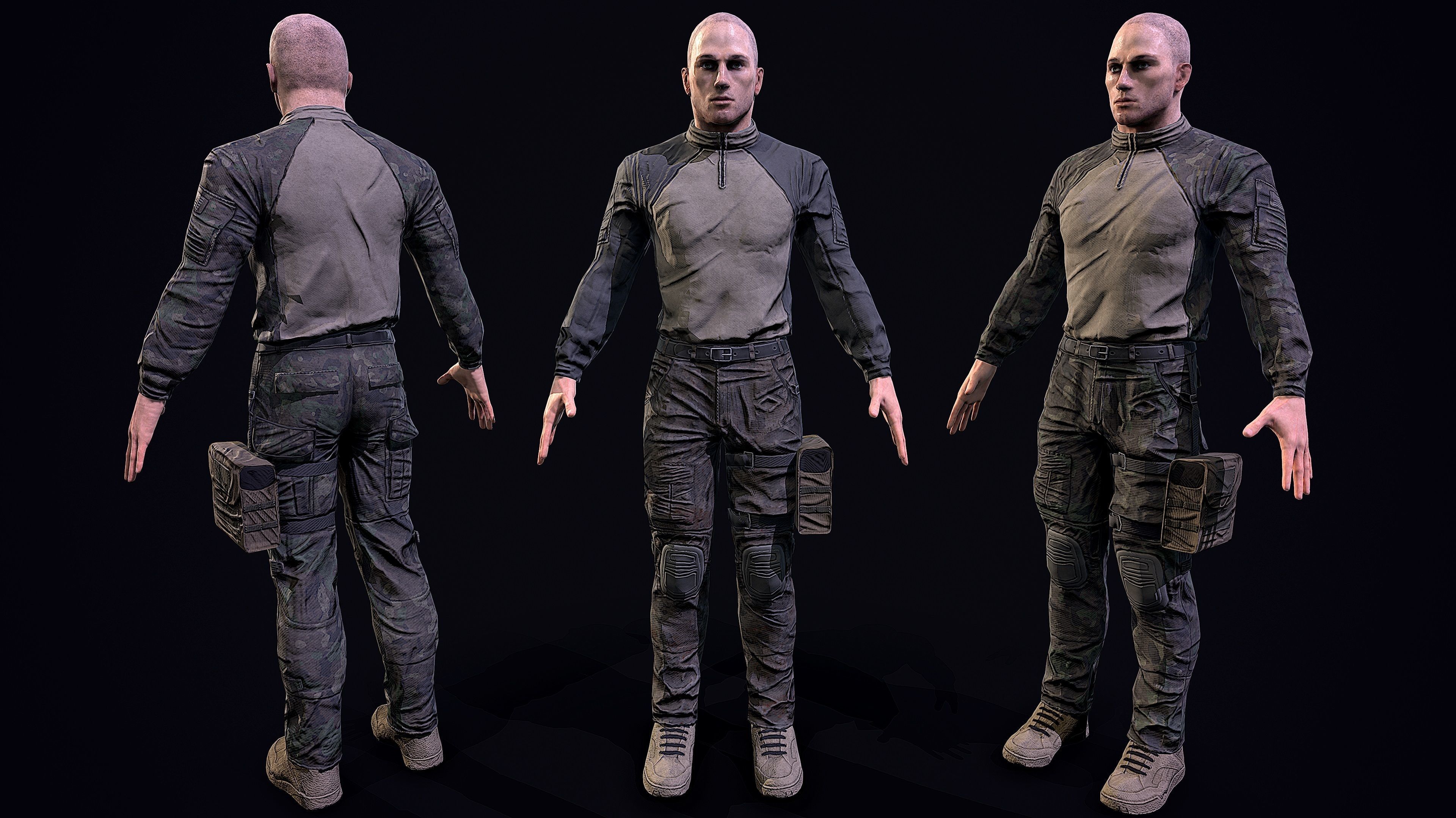 US soldier Low-poly 3D model_5