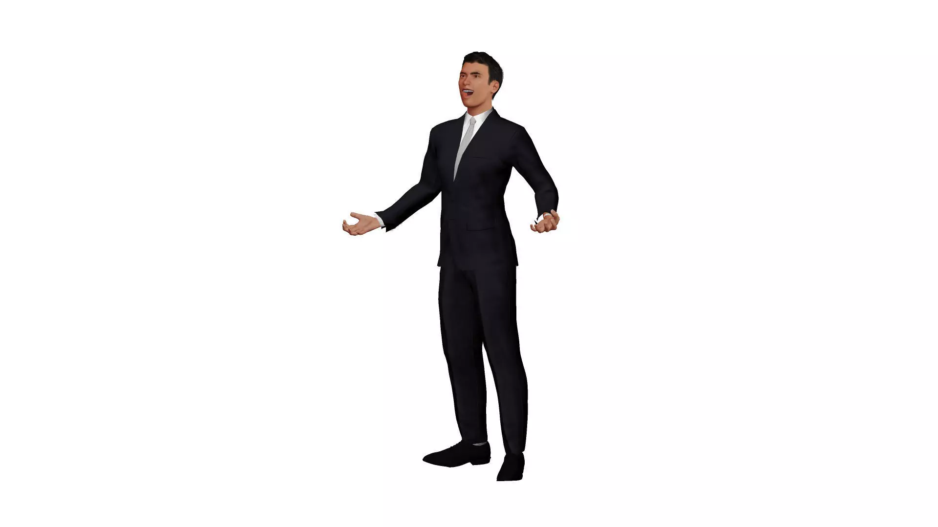 Male businessman in suit Low-poly 3D model_0