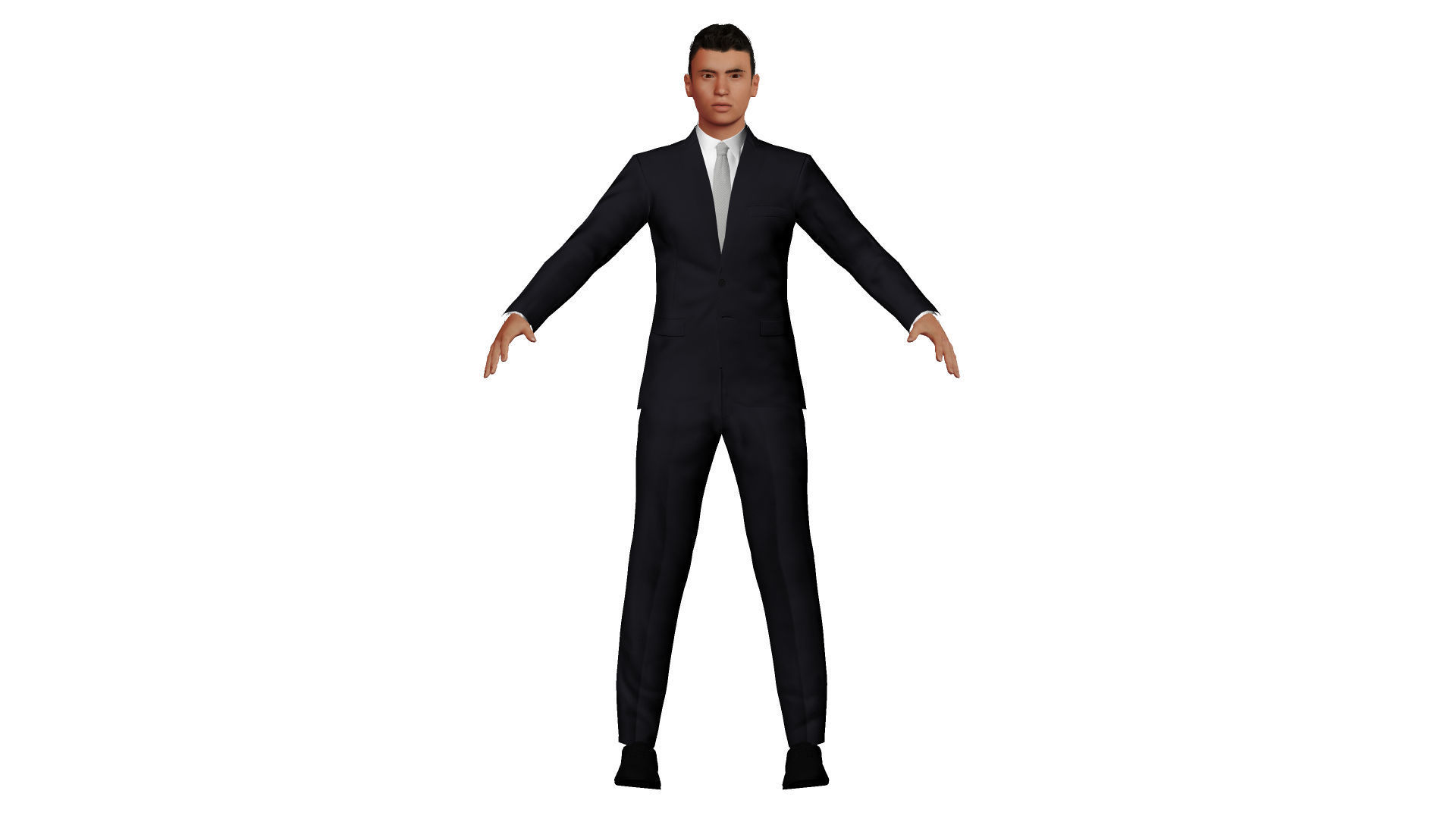 Male businessman in suit Low-poly 3D model_4