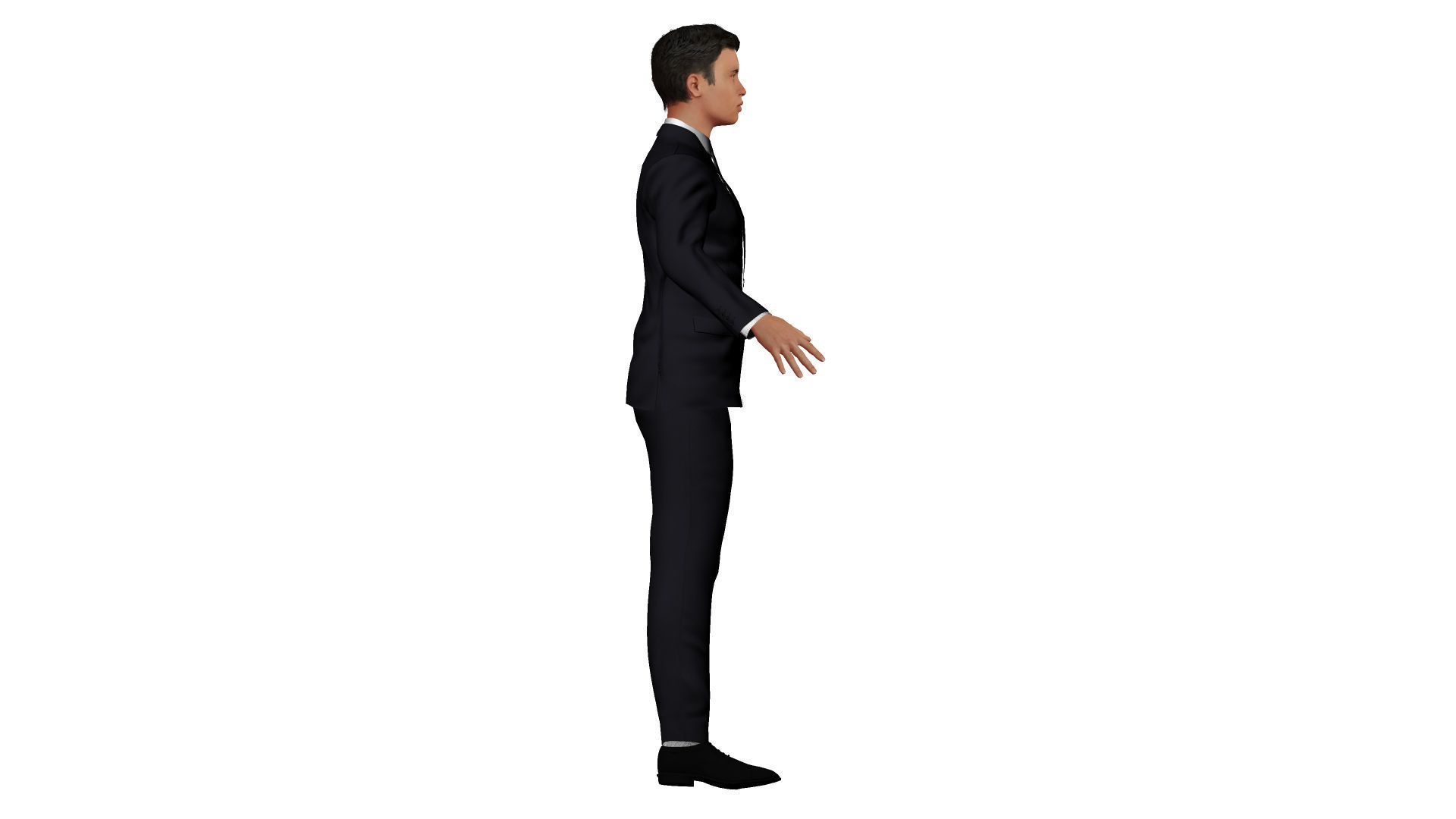 Male businessman in suit Low-poly 3D model_5