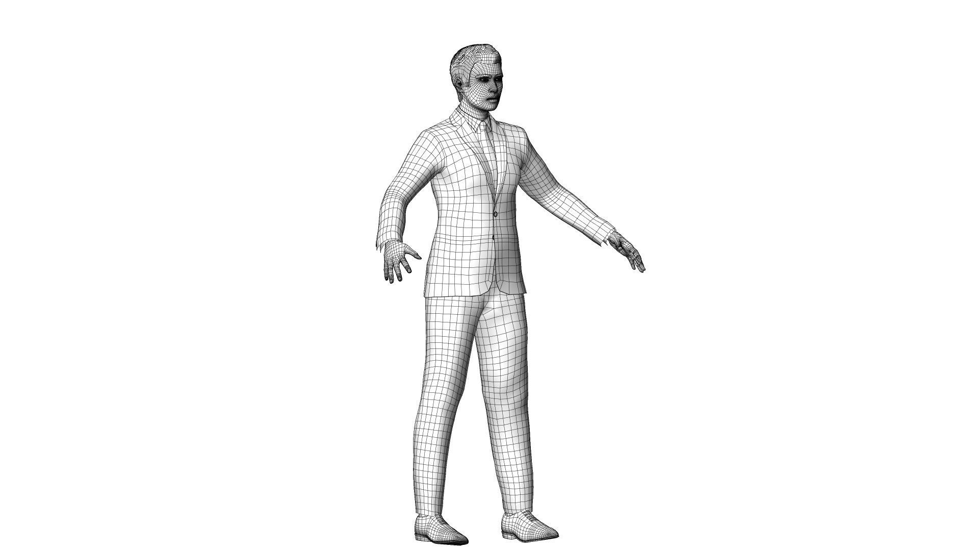 Male businessman in suit Low-poly 3D model_11