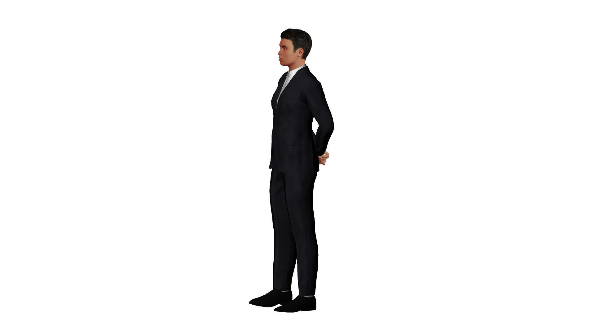 Male businessman in suit Low-poly 3D model_2