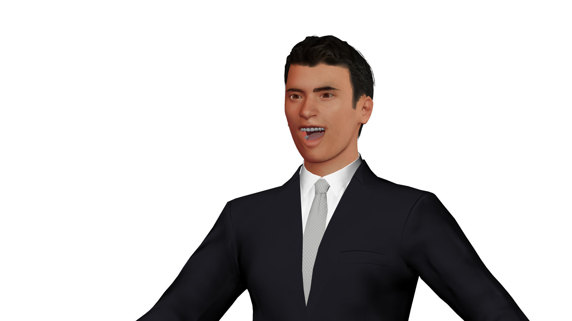 Male businessman in suit Low-poly 3D model_3