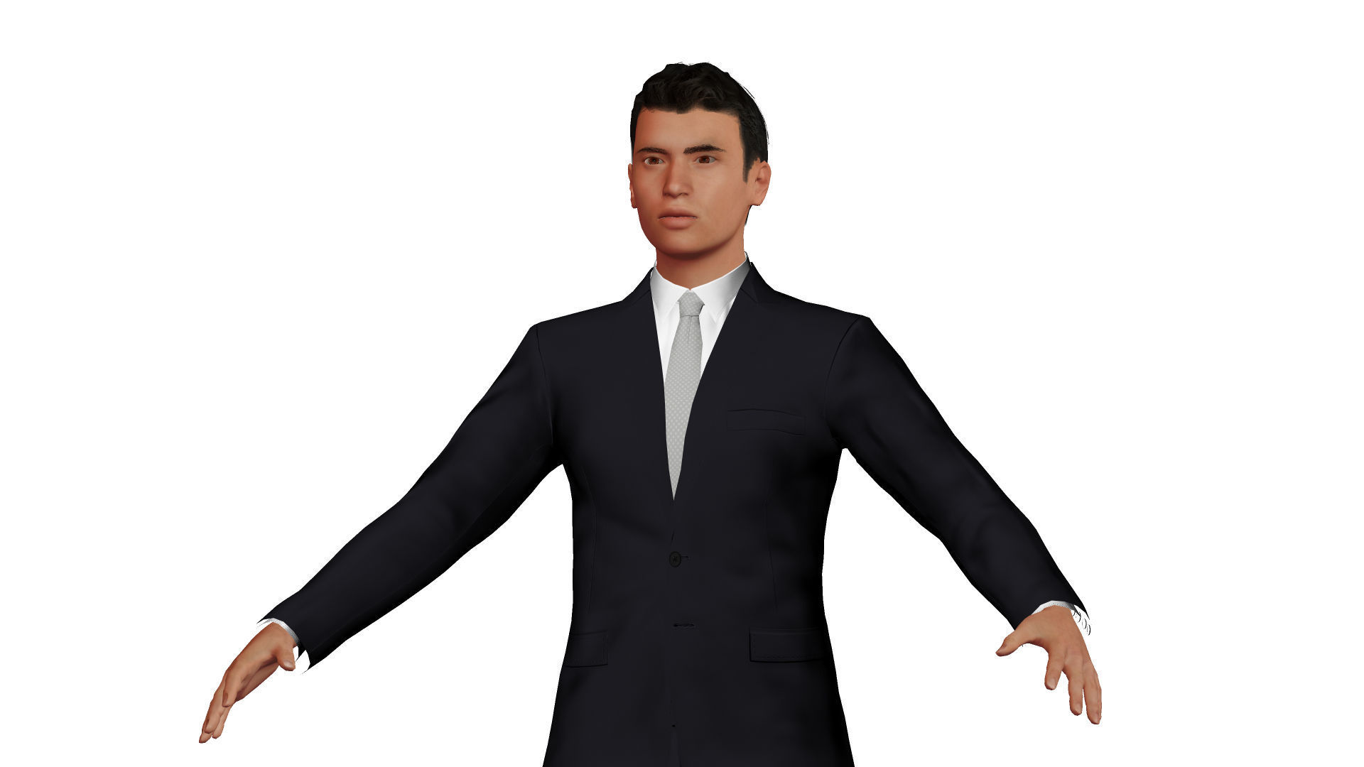 Male businessman in suit Low-poly 3D model_9