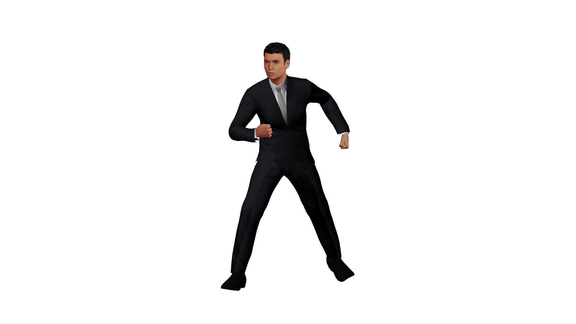 Male businessman in suit Low-poly 3D model_1