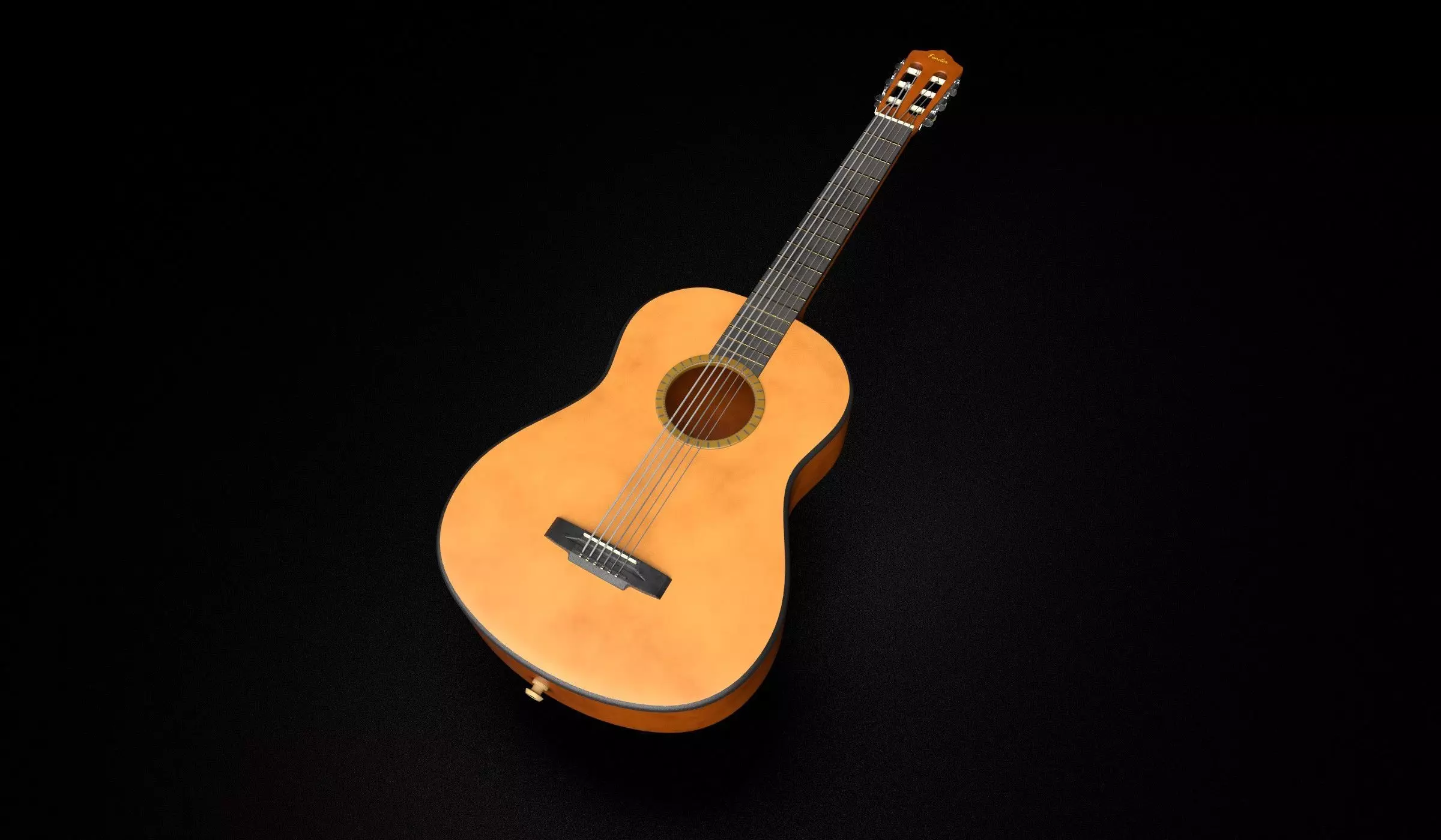 Classic Guitar Low-poly 3D model_0