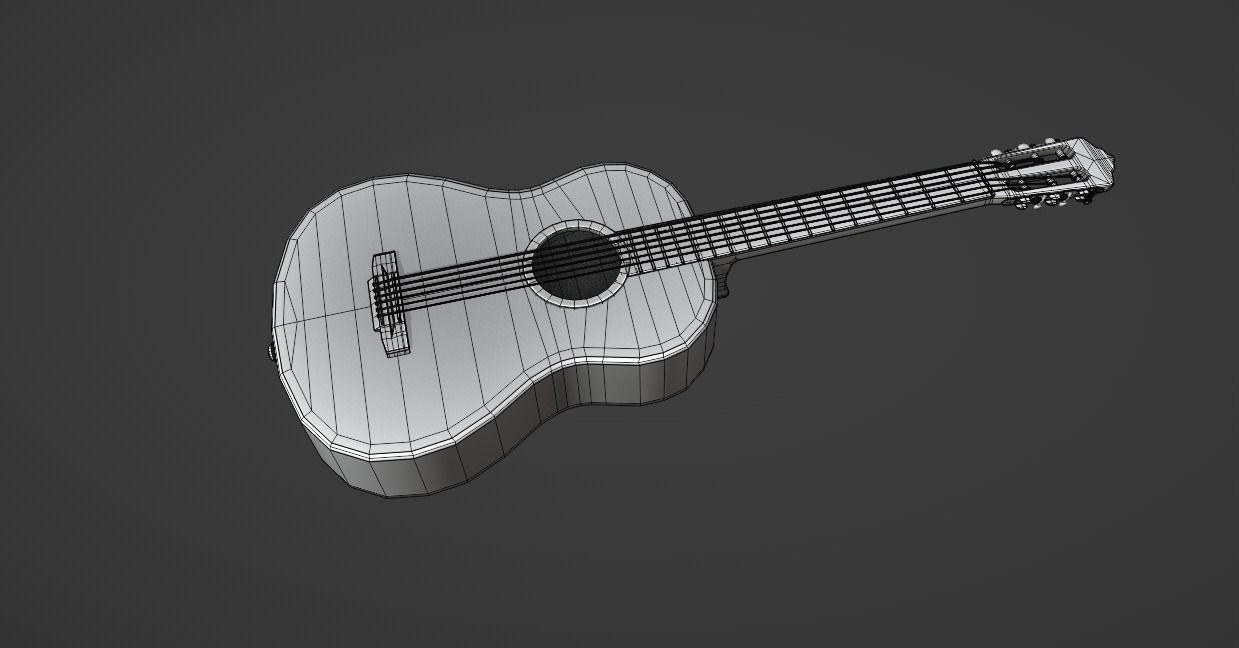Classic Guitar Low-poly 3D model_3