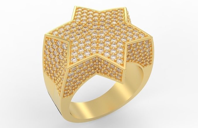 6 Angles Pave Star Ring Style 1 Size US 9 3D print model