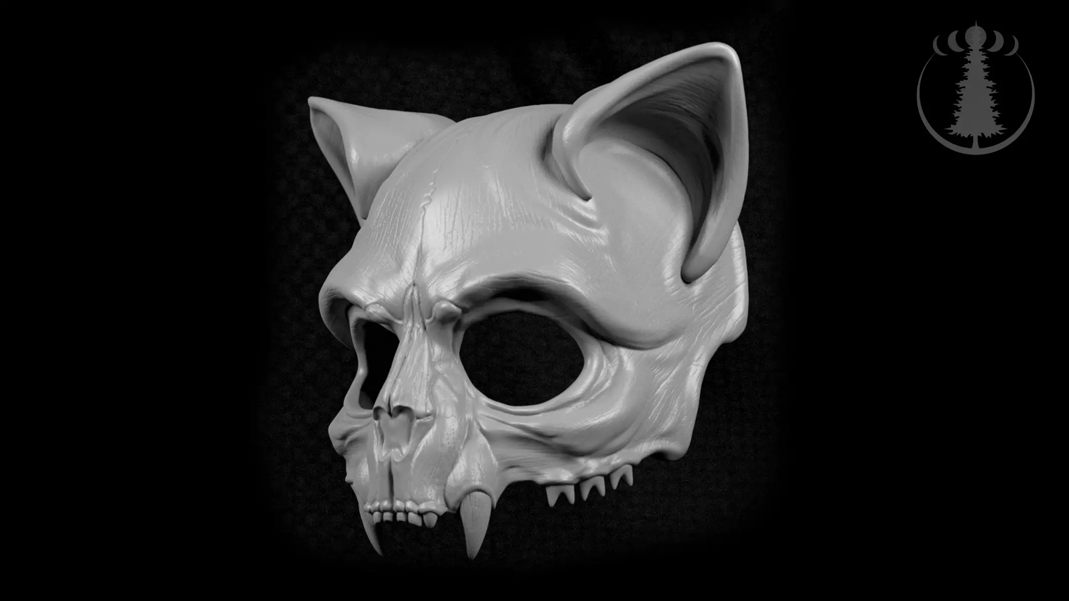 Cat Skull Scary Mask for Cosplay 3D print model_0