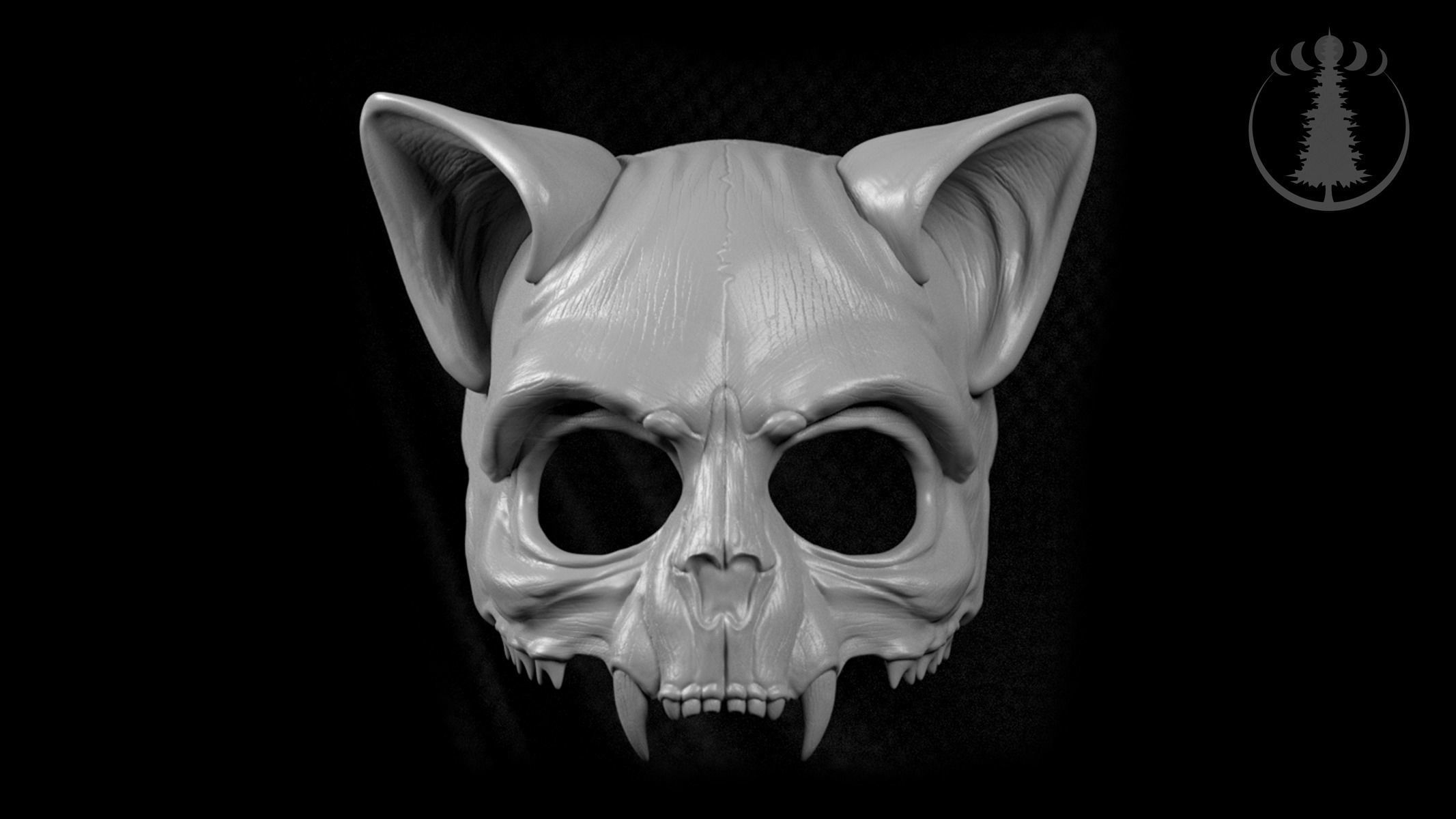 Cat Skull Scary Mask for Cosplay 3D print model_1