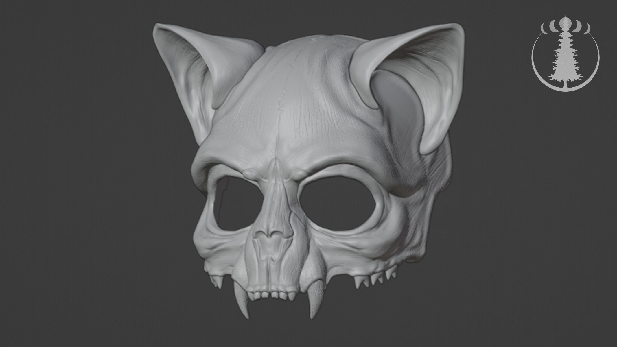Cat Skull Scary Mask for Cosplay 3D print model_4