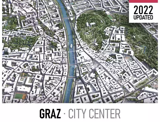 Graz - city Low-poly 3D model