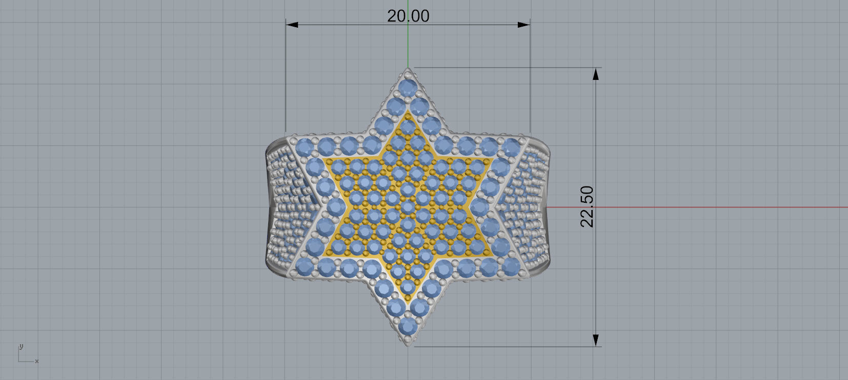 6 Angles Pave Star Ring Style 2 Size US 9 3D print model_3