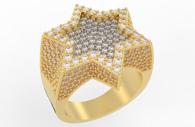 6 Angles Pave Star Ring Style 2 Size US 9 3D print model