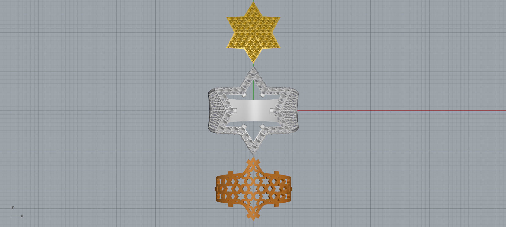 6 Angles Pave Star Ring Style 2 Size US 9 3D print model_9