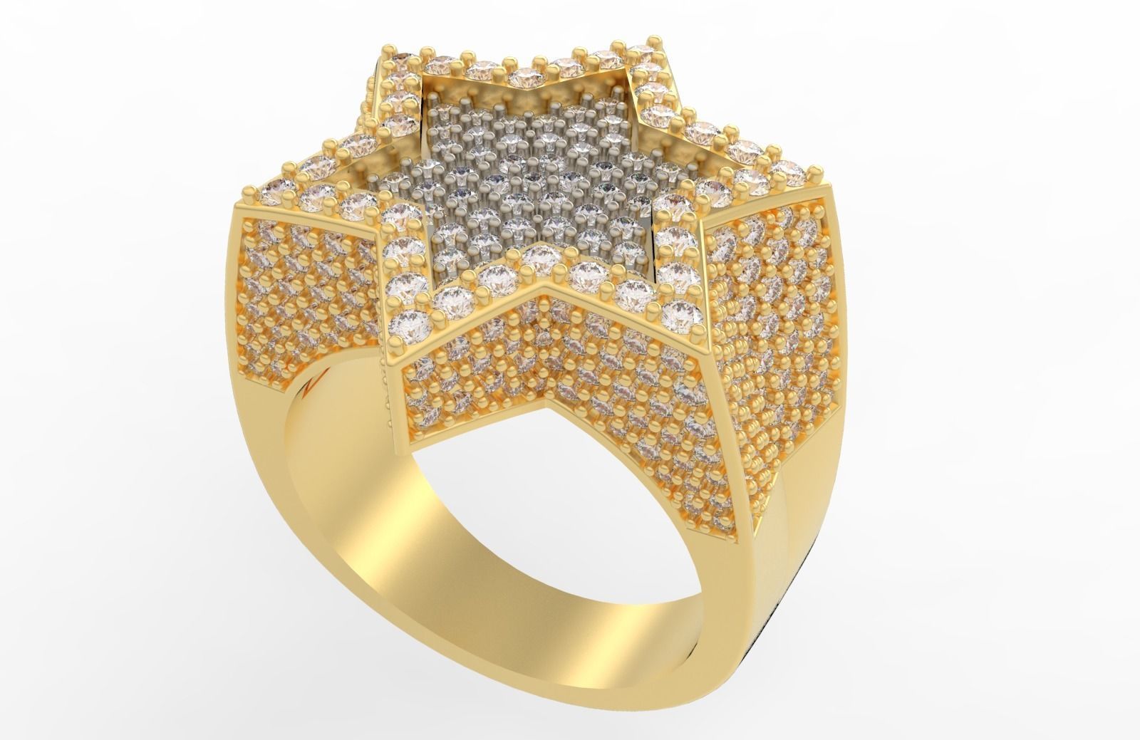 6 Angles Pave Star Ring Style 2 Size US 9 3D print model_2