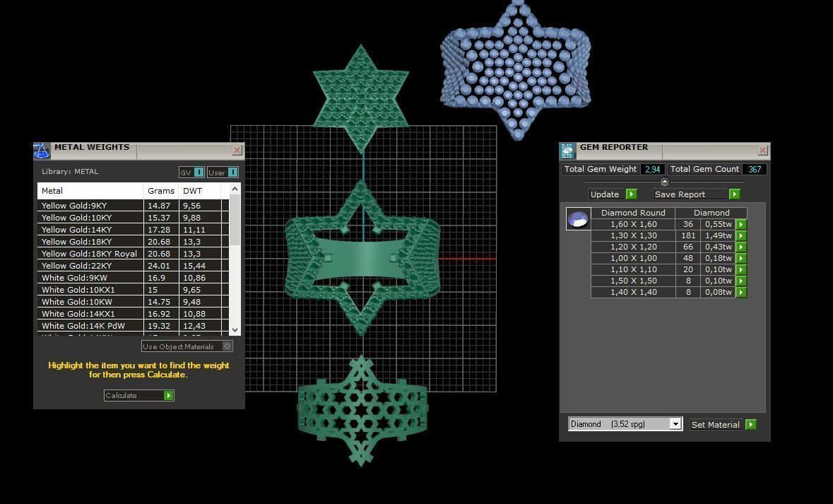 6 Angles Pave Star Ring Style 2 Size US 9 3D print model_11